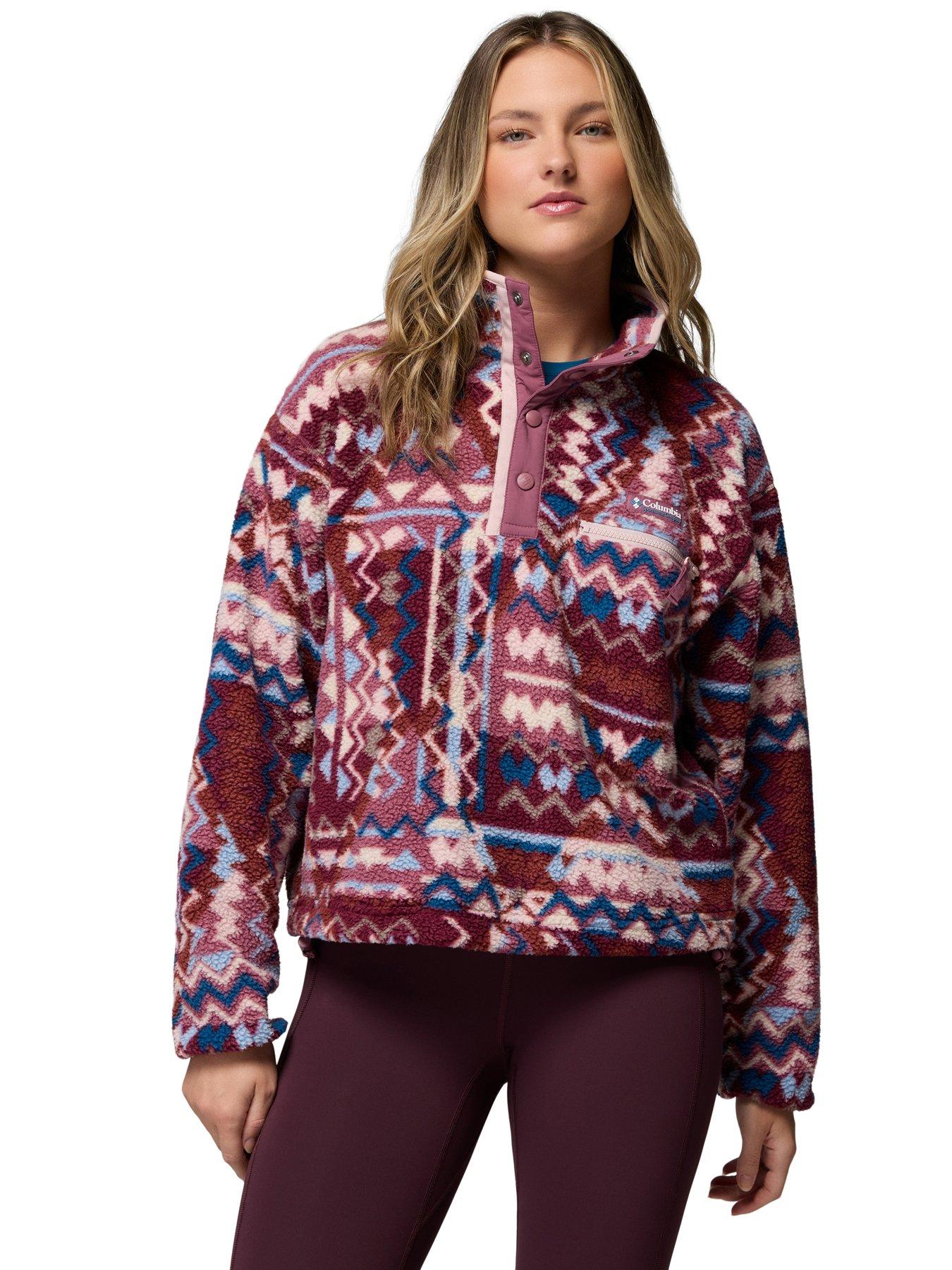 Image 1 of 6 of Columbia Womens Helvetia Ii Printed Cropped 1/2 Snap Fleece - Purple