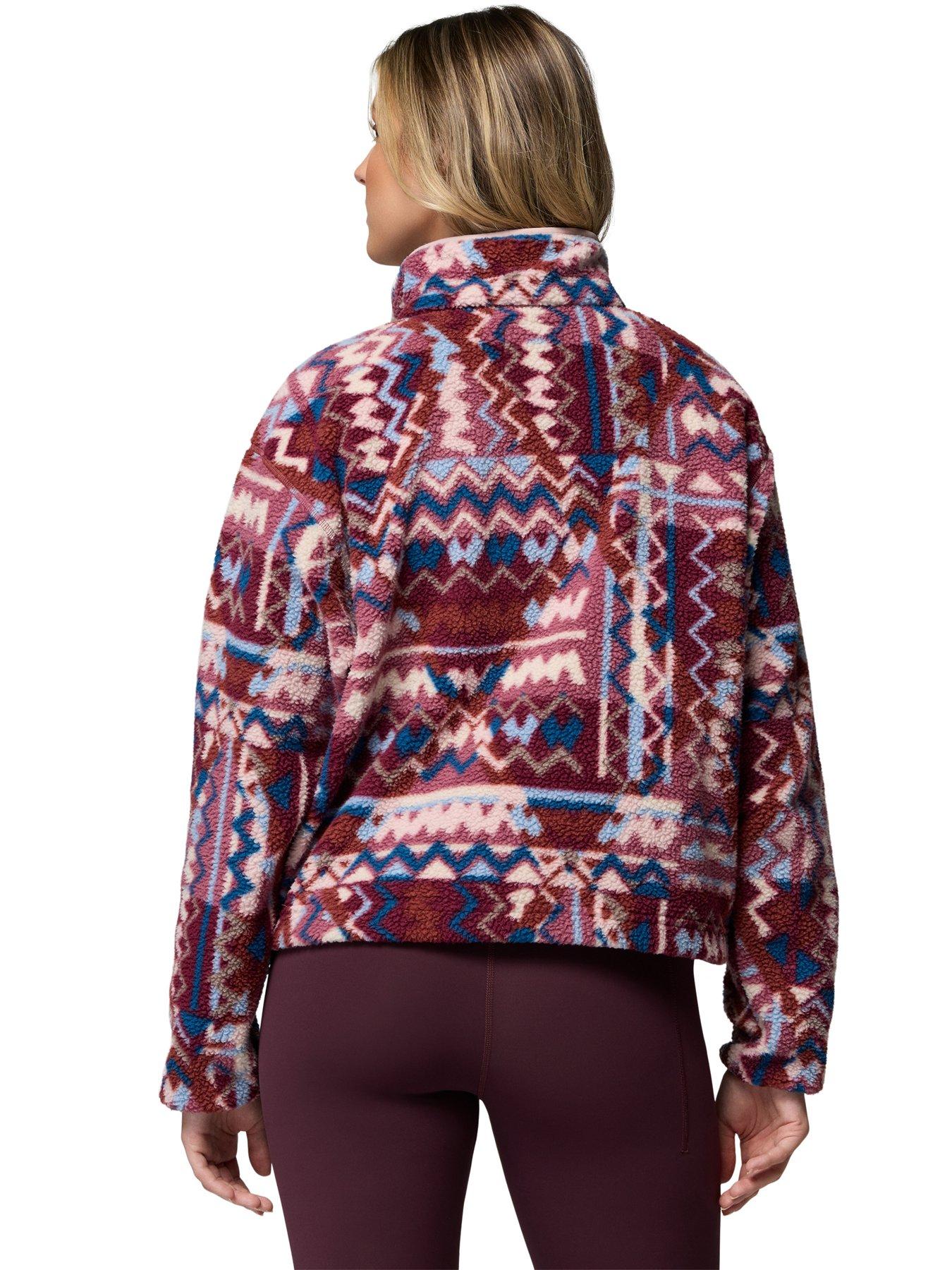 Image 2 of 6 of Columbia Womens Helvetia Ii Printed Cropped 1/2 Snap Fleece - Purple
