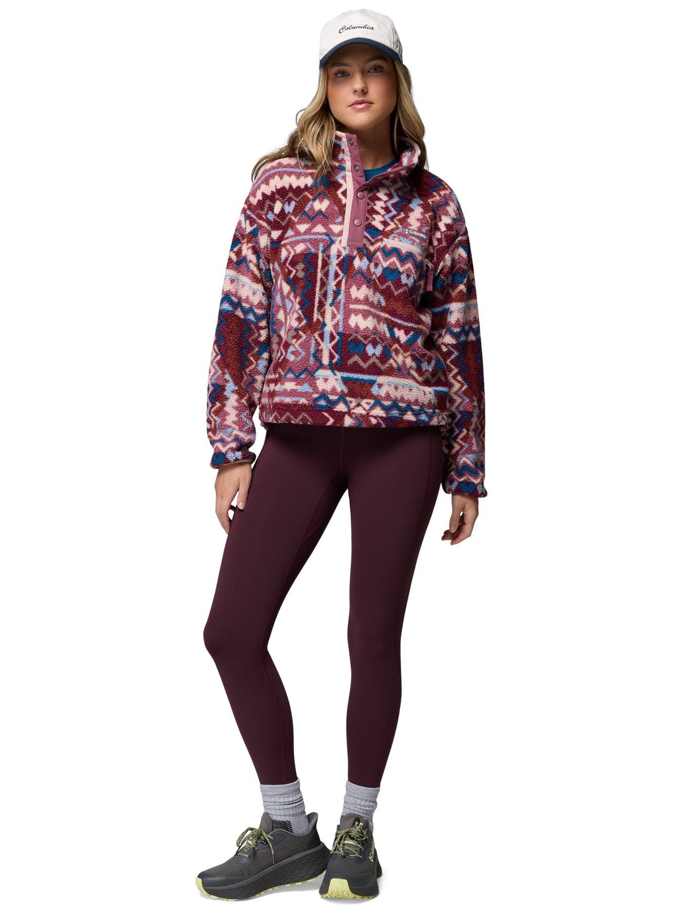 Image 3 of 6 of Columbia Womens Helvetia Ii Printed Cropped 1/2 Snap Fleece - Purple