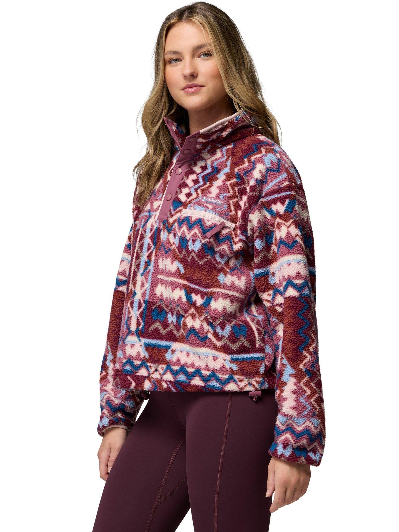 Image 5 of 6 of Columbia Womens Helvetia Ii Printed Cropped 1/2 Snap Fleece - Purple
