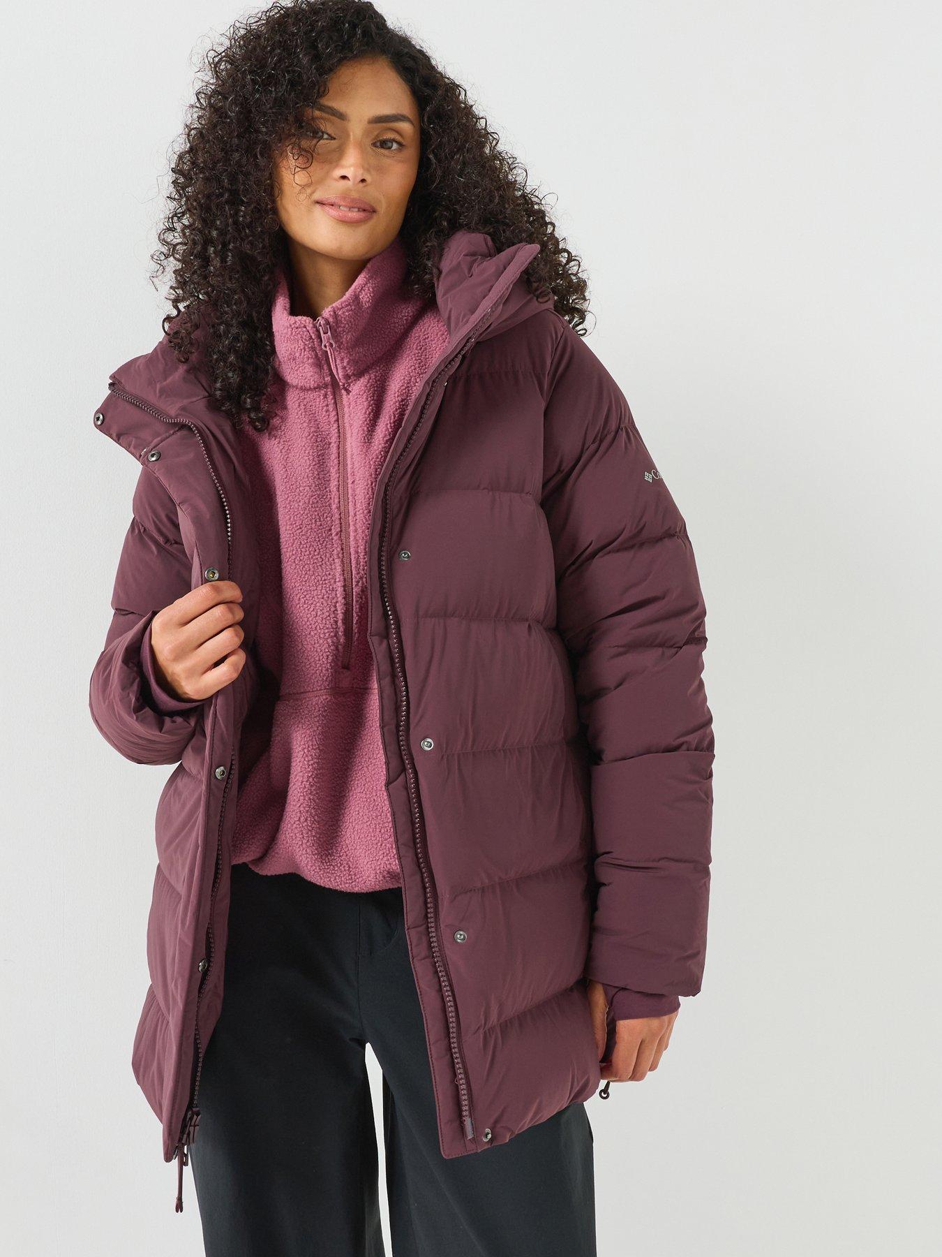 Image 1 of 6 of Columbia Womens Amaze Puff Mid Hooded Down Padded Jacket - Purple