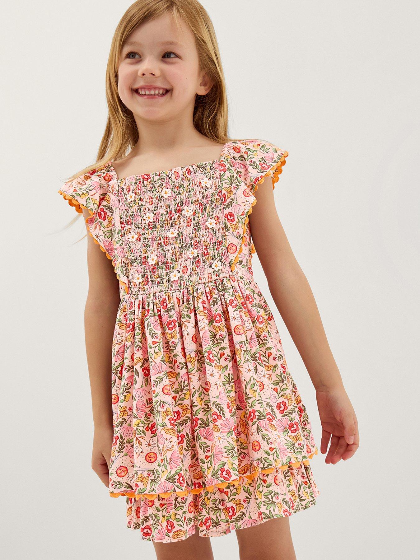 Image 1 of 4 of Monsoon Girls Summer Solistice Printed Viscose Playsuit - Pink