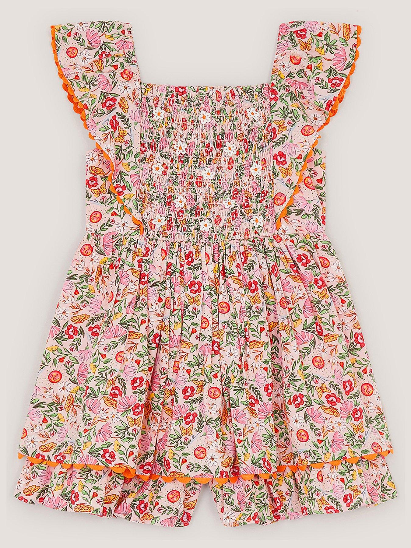 Image 2 of 4 of Monsoon Girls Summer Solistice Printed Viscose Playsuit - Pink