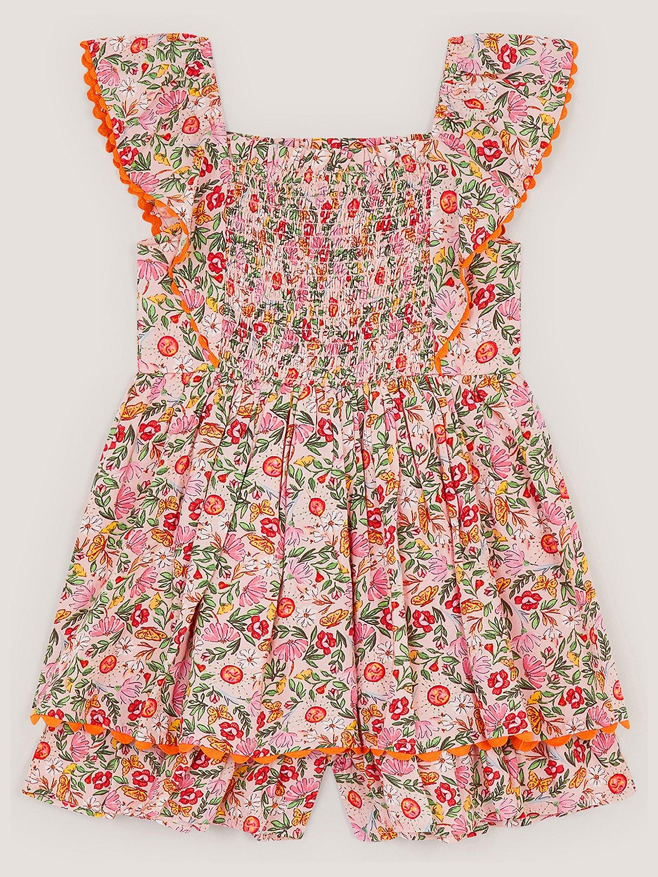 Image 3 of 4 of Monsoon Girls Summer Solistice Printed Viscose Playsuit - Pink