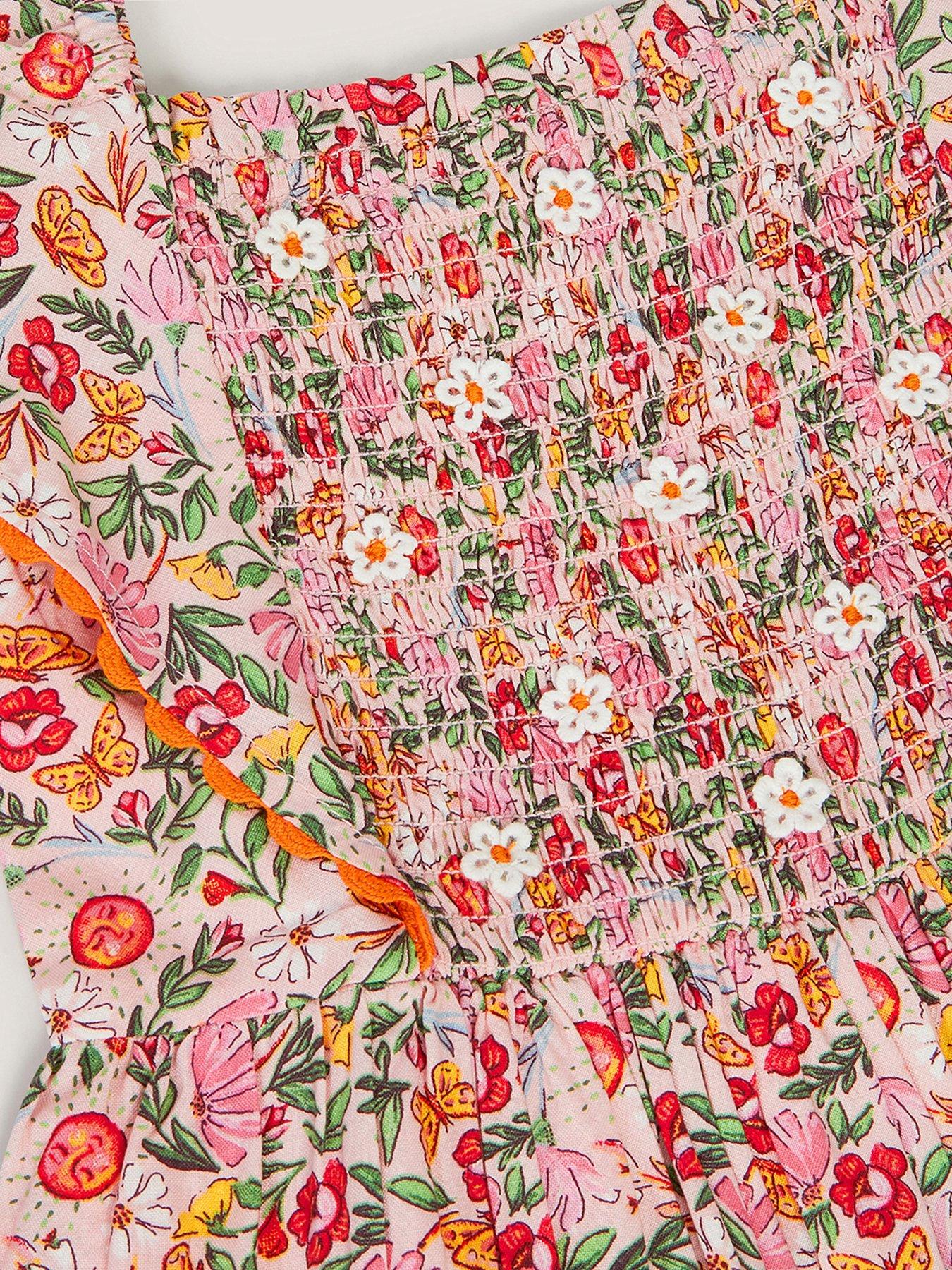 Image 4 of 4 of Monsoon Girls Summer Solistice Printed Viscose Playsuit - Pink