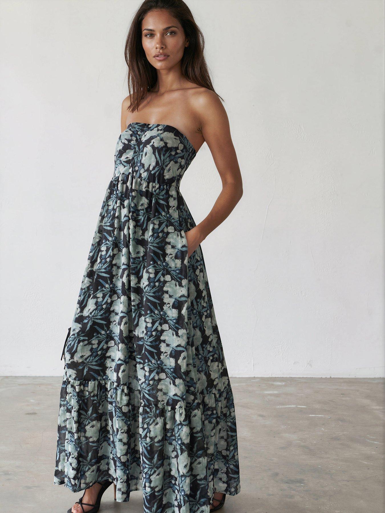 Religion Floral Prime Print Bandeau Harper Maxi Dress - Green