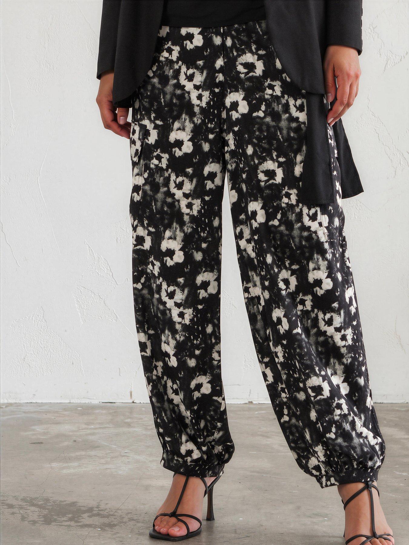 Image 2 of 7 of Religion Flora Print Black Ash Balloon Trousers - White