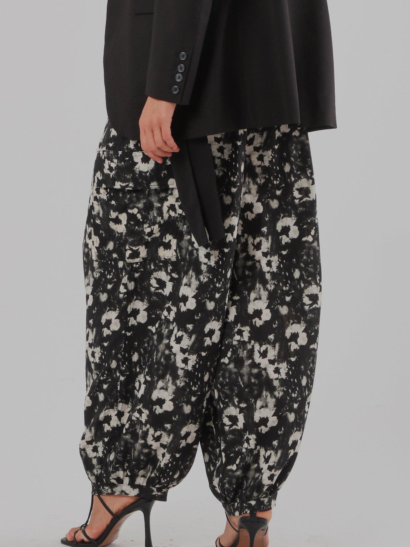 Image 5 of 7 of Religion Flora Print Black Ash Balloon Trousers - White