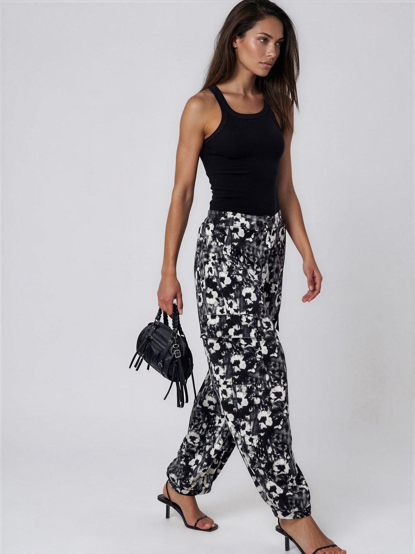Image 6 of 7 of Religion Flora Print Black Ash Balloon Trousers - White