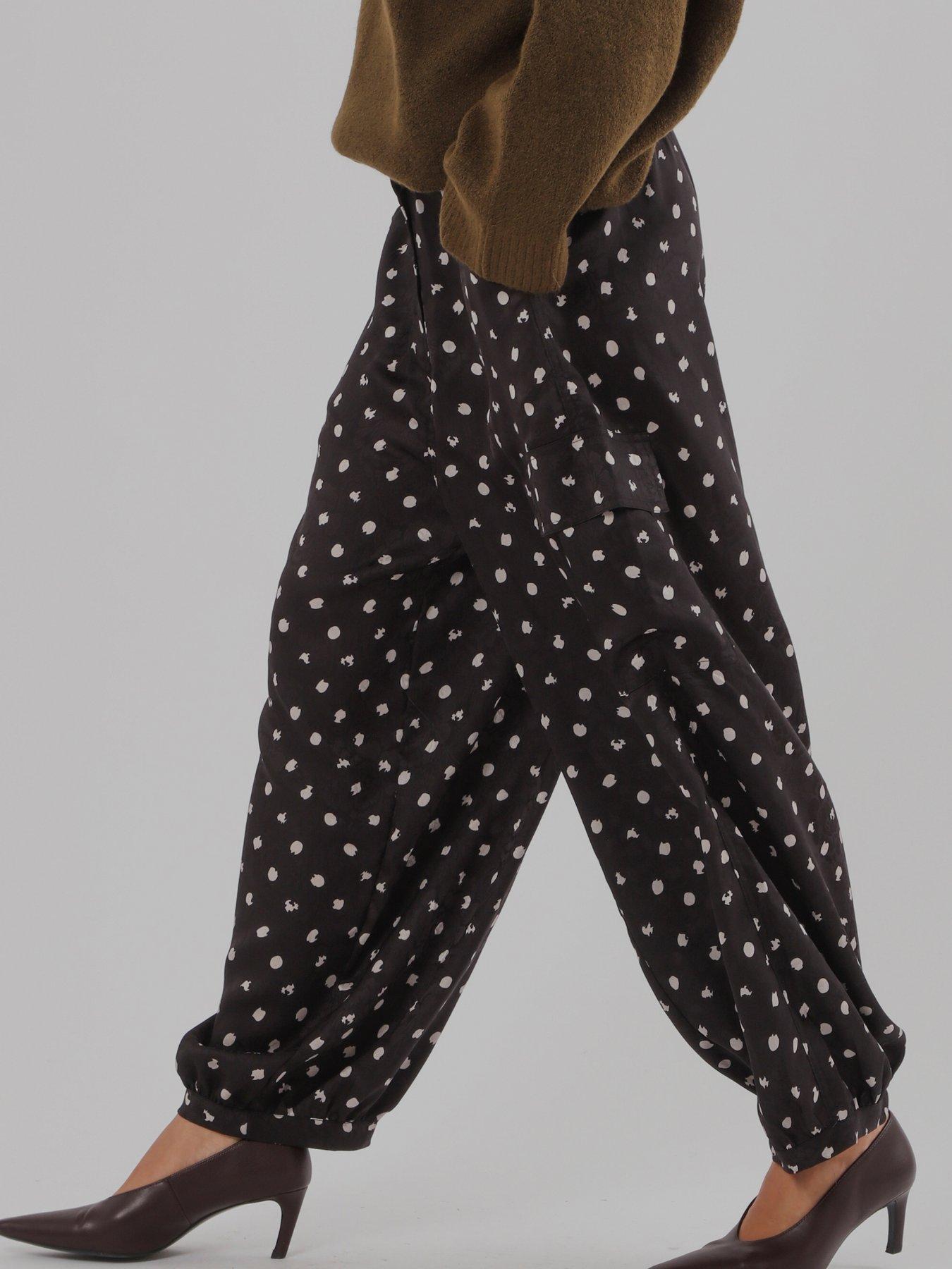 Religion Dot Print Black Ash Balloon Trousers - White