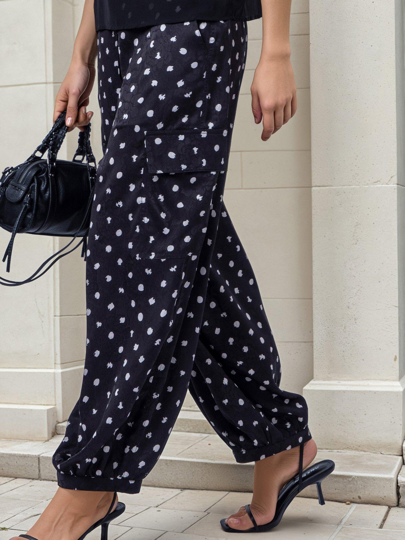 Religion Dot Print Black White Ash Balloon Trousers