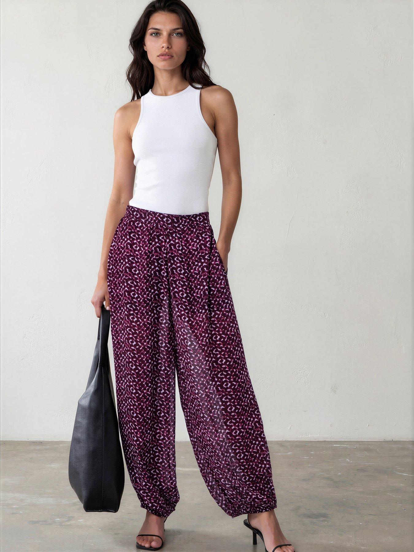 Image 2 of 7 of Religion Dot Blend Print Port Balloon Helena Trousers - Red