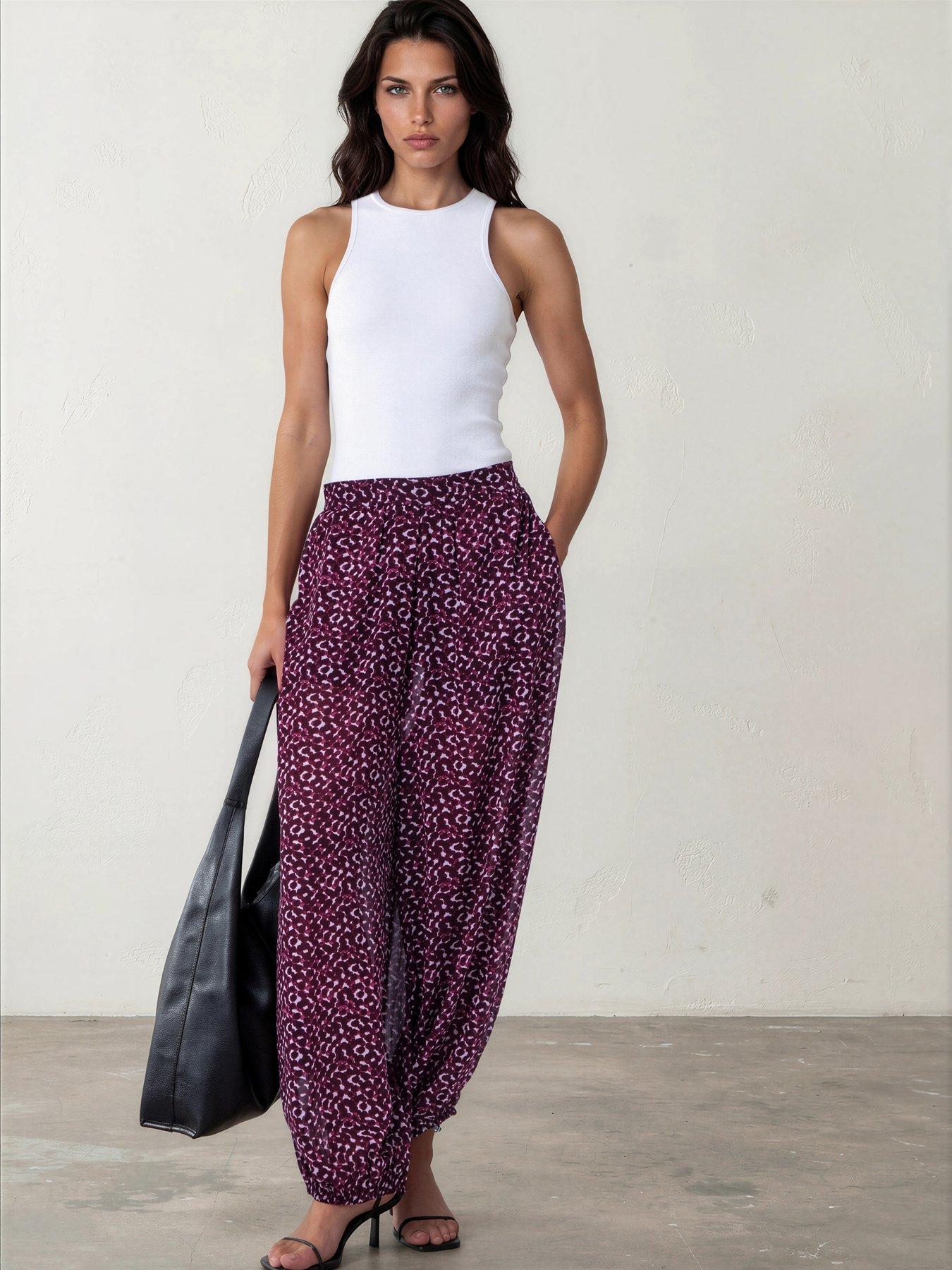 Image 5 of 7 of Religion Dot Blend Print Port Balloon Helena Trousers - Red