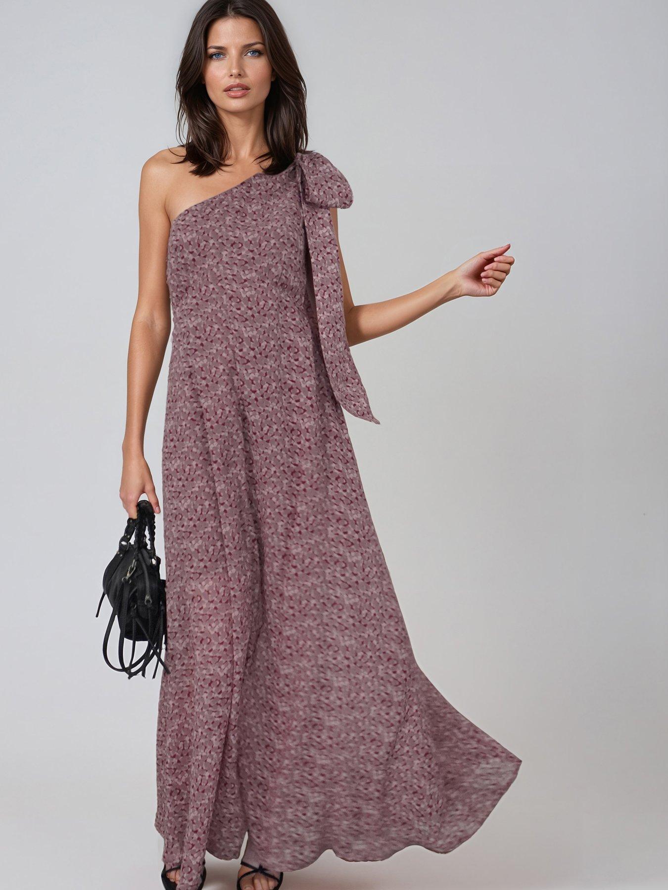 Religion Dot Blend Print Marina One Shoulder Dress
