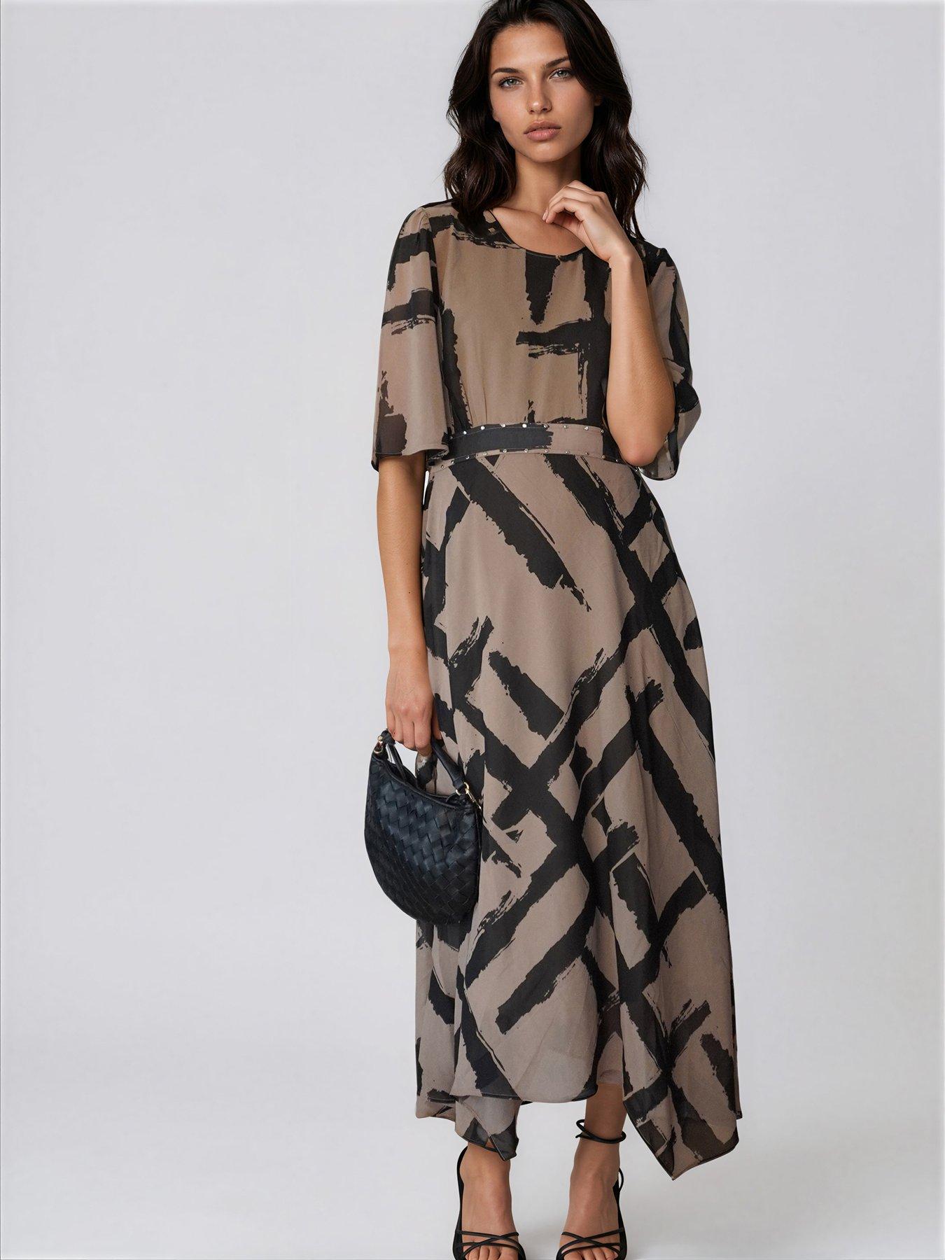 brown suede blazer dress Alba in Presented in a deep Linen Kaftan Blue Rococo Floral Bridesmaid Color:Max Mesh Floral