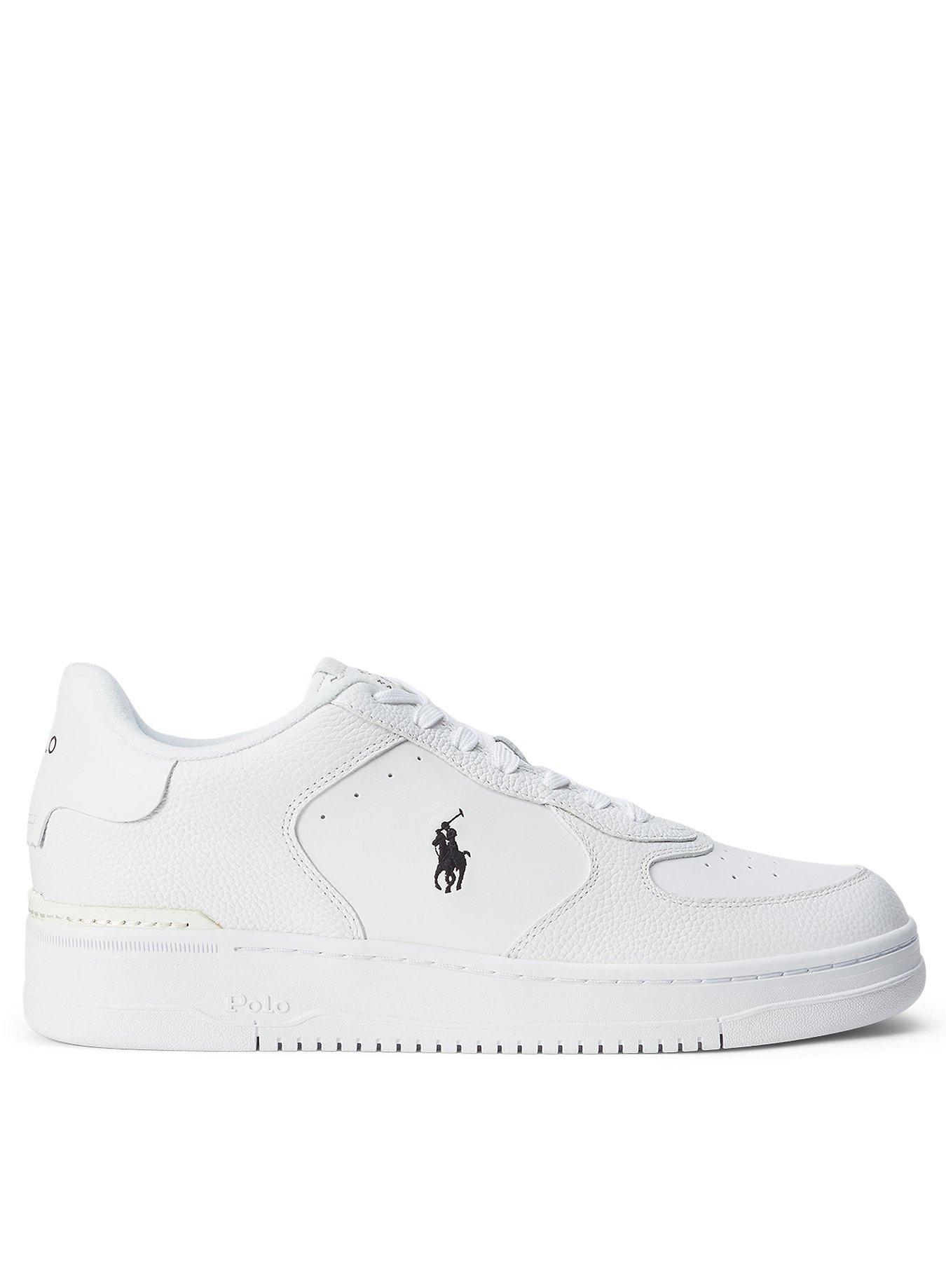 Polo Ralph Lauren Masters Court Leather Trainer, White, Size 8, Men