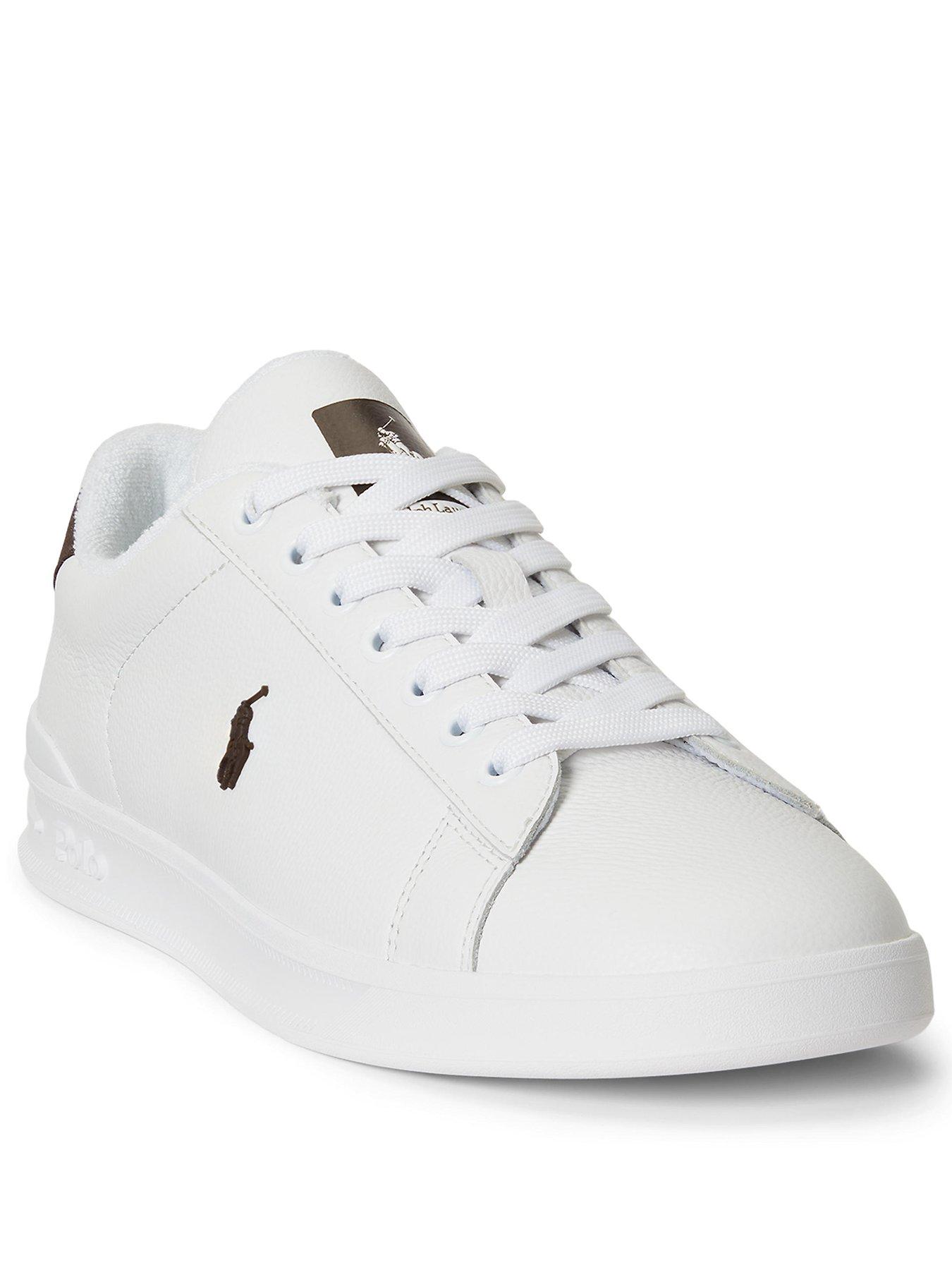 Image 2 of 4 of Polo Ralph Lauren Mens Heritage Court Leather Low-Top Lace-Up Trainers - White