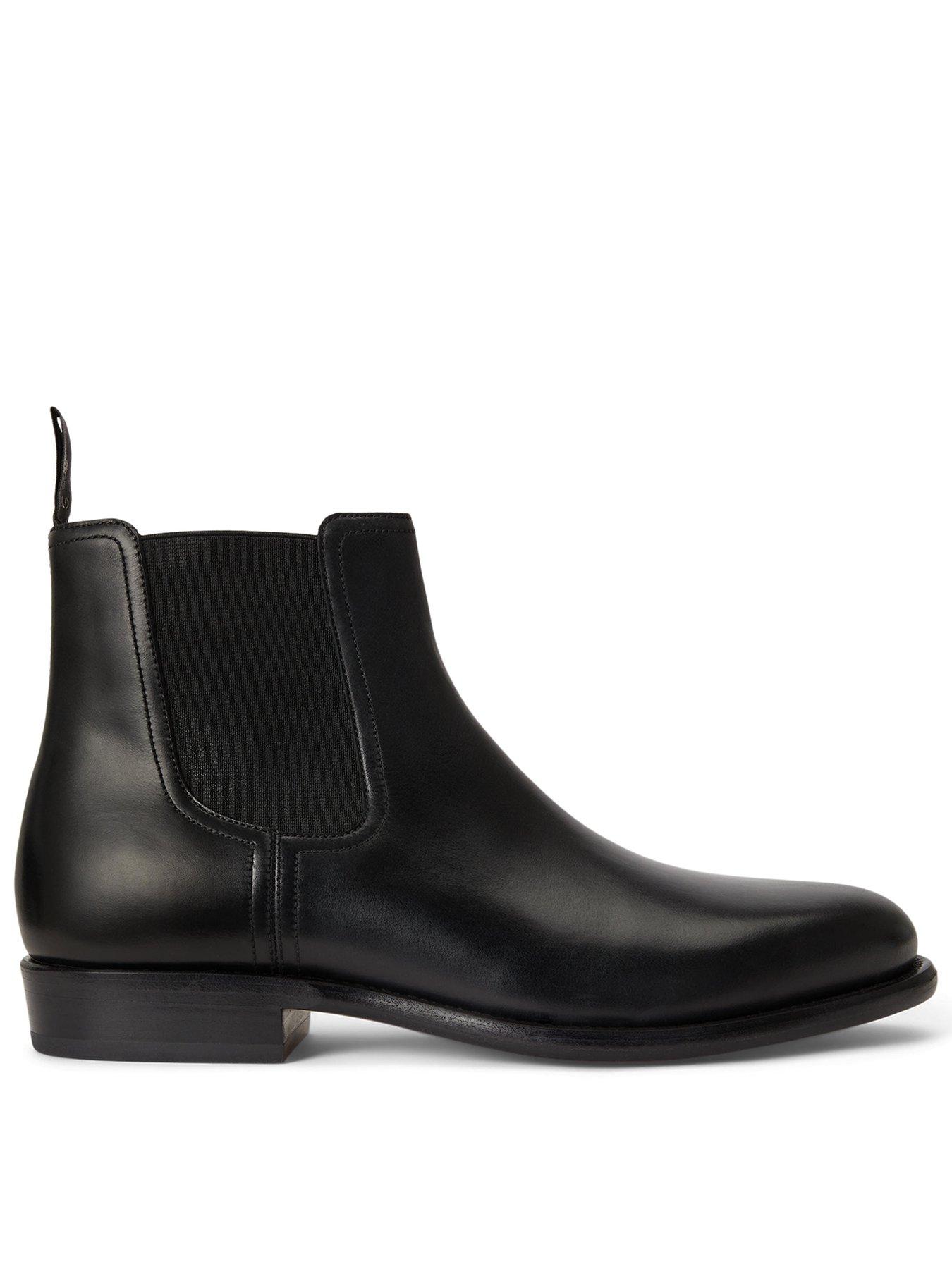Image 1 of 4 of Polo Ralph Lauren Mens Owen Leather Elastic Gusset Chelsea Boots - Black
