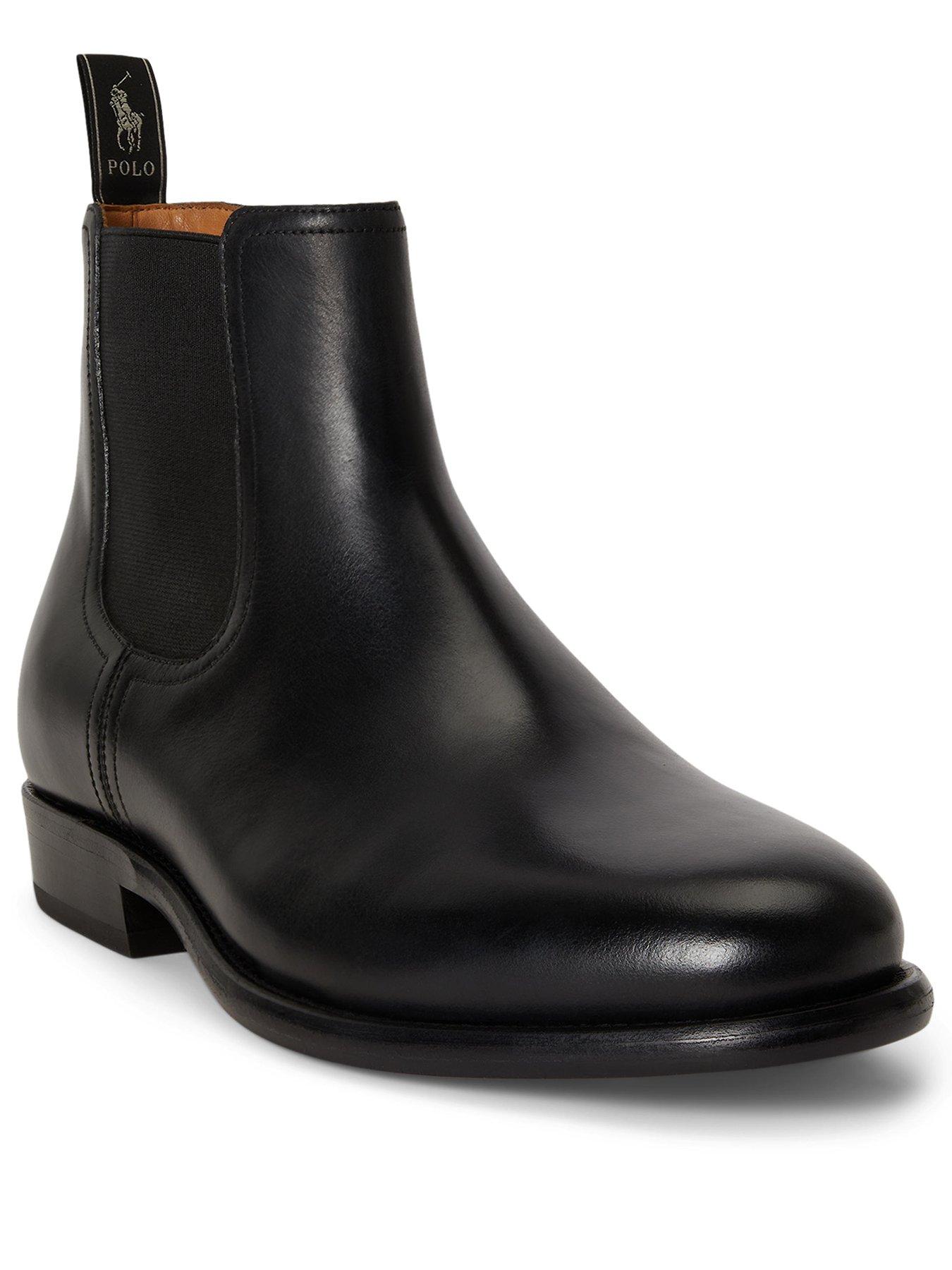 Image 2 of 4 of Polo Ralph Lauren Mens Owen Leather Elastic Gusset Chelsea Boots - Black