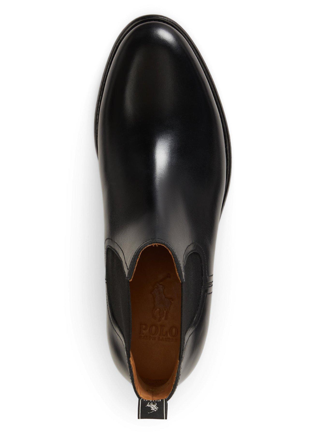 Image 4 of 4 of Polo Ralph Lauren Mens Owen Leather Elastic Gusset Chelsea Boots - Black