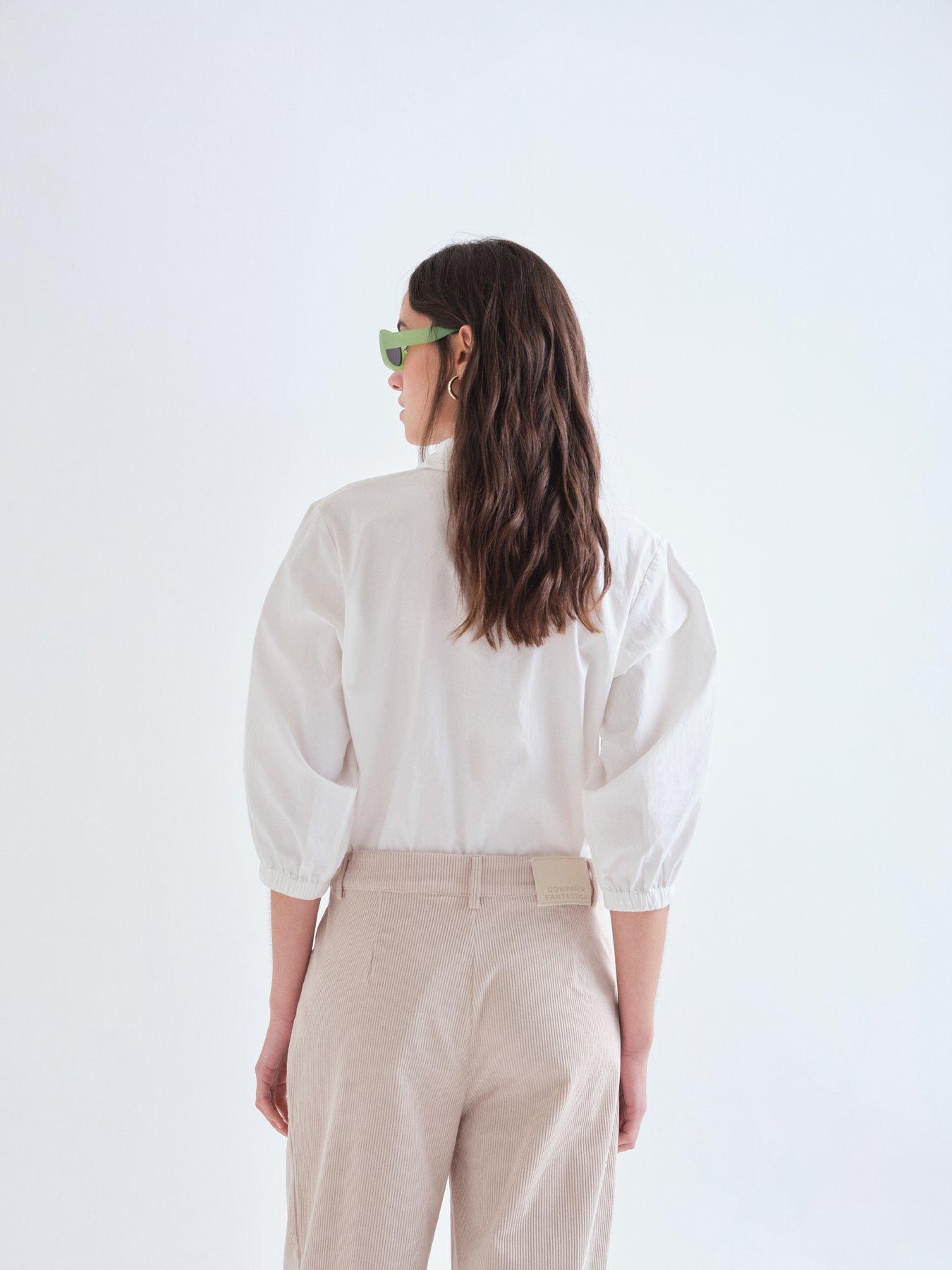 Image 2 of 5 of Compania Fantastica Women's Rainbow Bead Button-Through Shirt - White