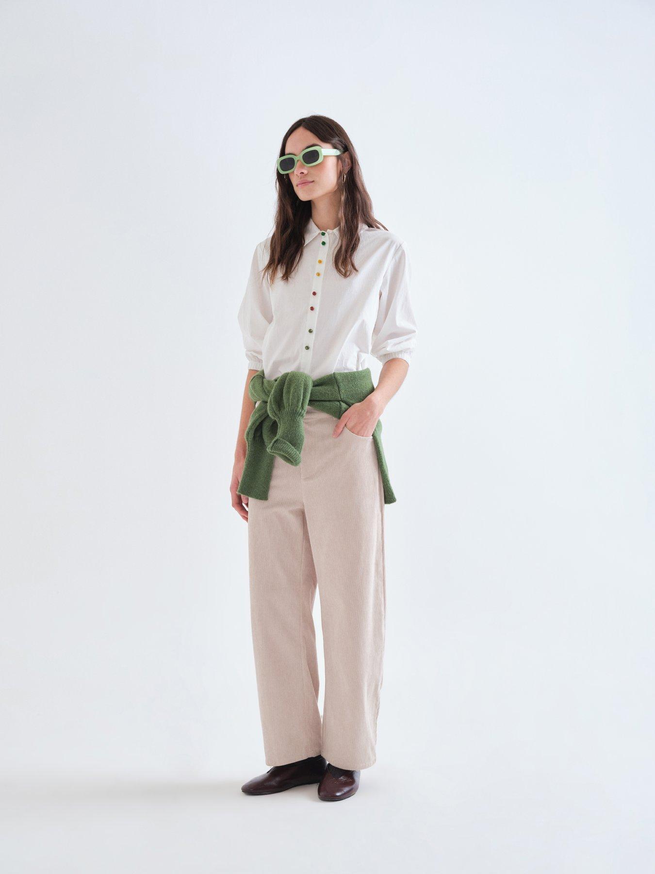 Image 3 of 5 of Compania Fantastica Women's Rainbow Bead Button-Through Shirt - White