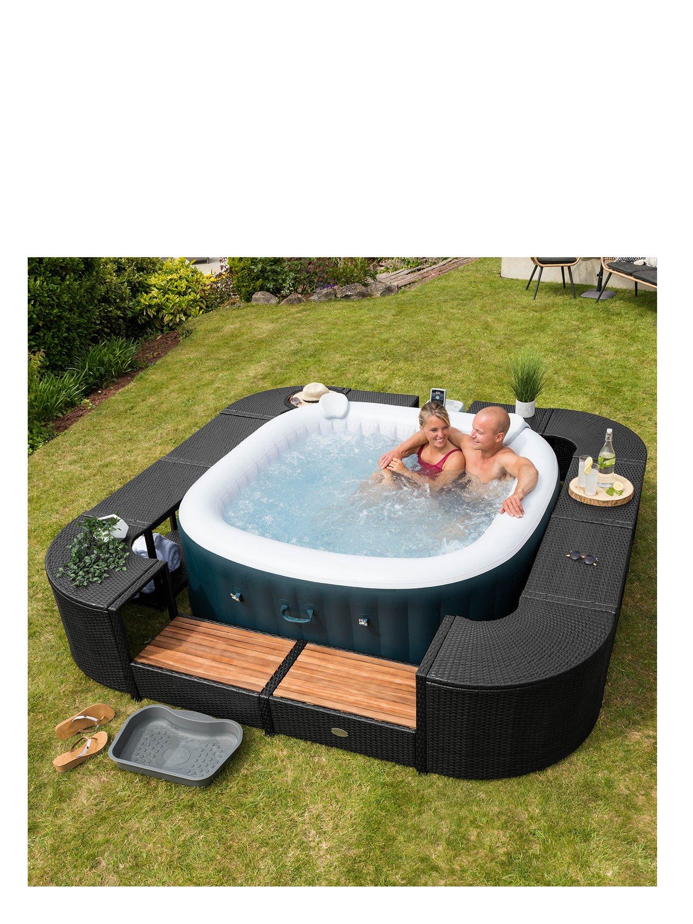 Image 1 of 7 of Lay-Z-Spa Square Rattan Hot Tub Surround with Storage 188cm, Black