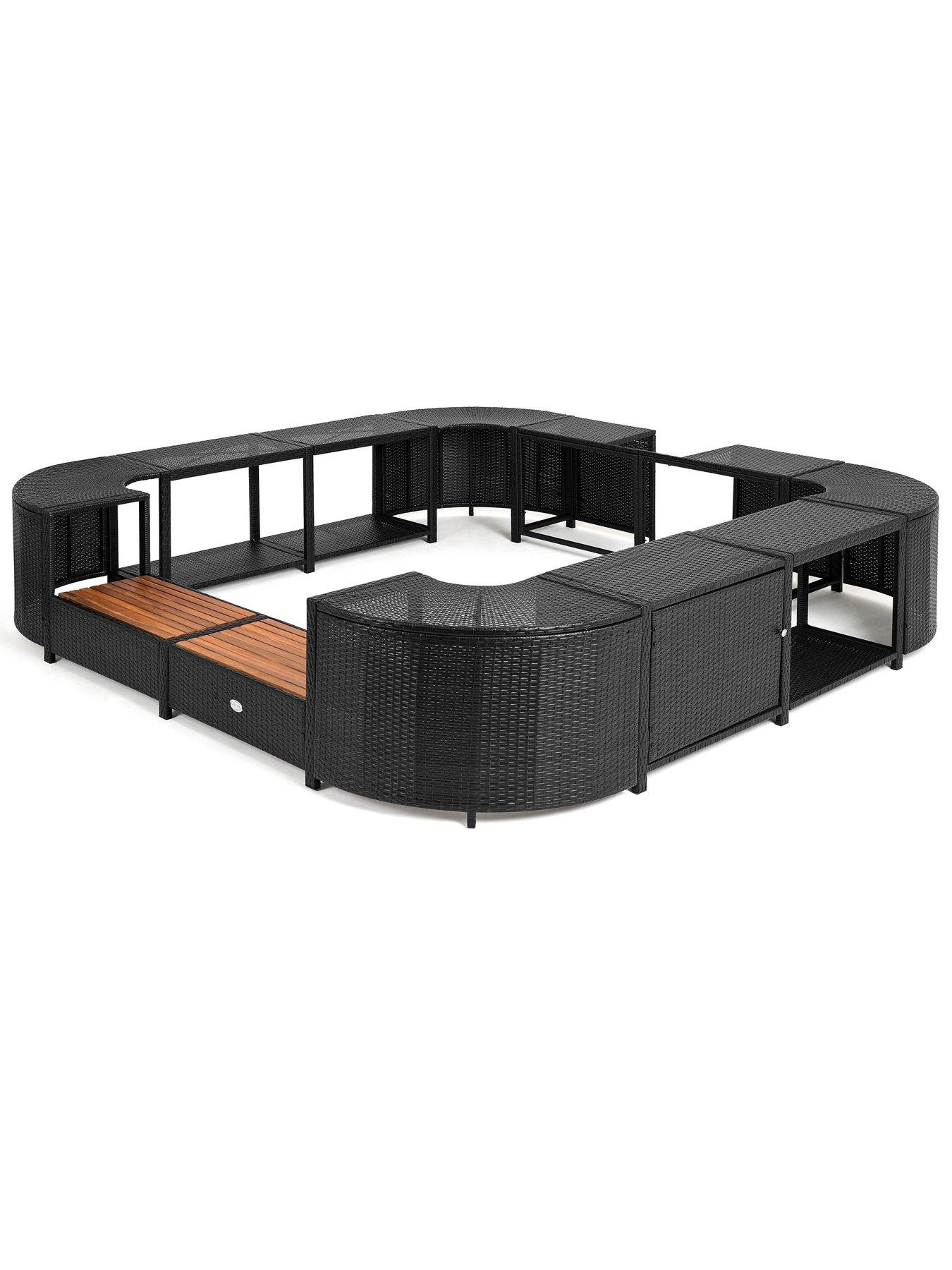 Image 2 of 7 of Lay-Z-Spa Square Rattan Hot Tub Surround with Storage 188cm, Black