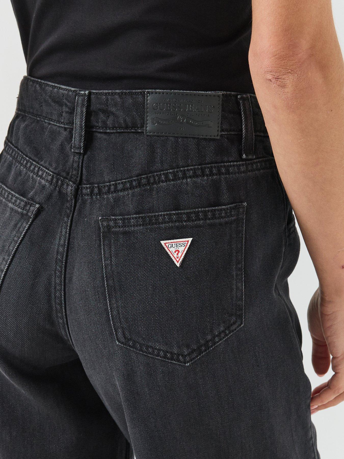 Image 4 of 5 of Guess Jeans Womens G11 Wide Leg Seamed Detail Jeans - Black