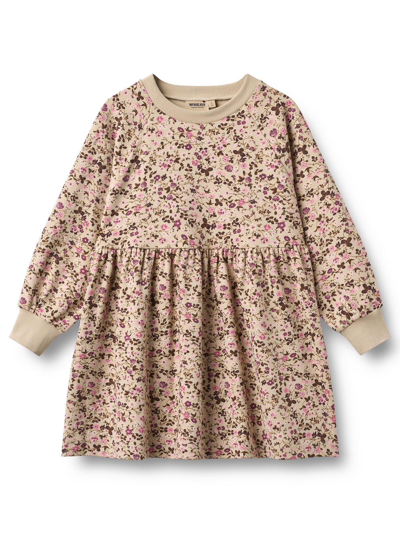 Image 1 of 3 of Wheat Girls Floral Dorthea Sweat Dress - Cream