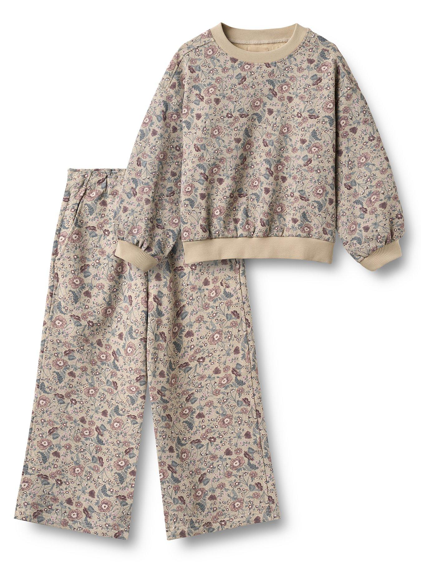 Image 1 of 5 of Wheat Girls Lia 2 Piece Floral Sweat Set - Cream