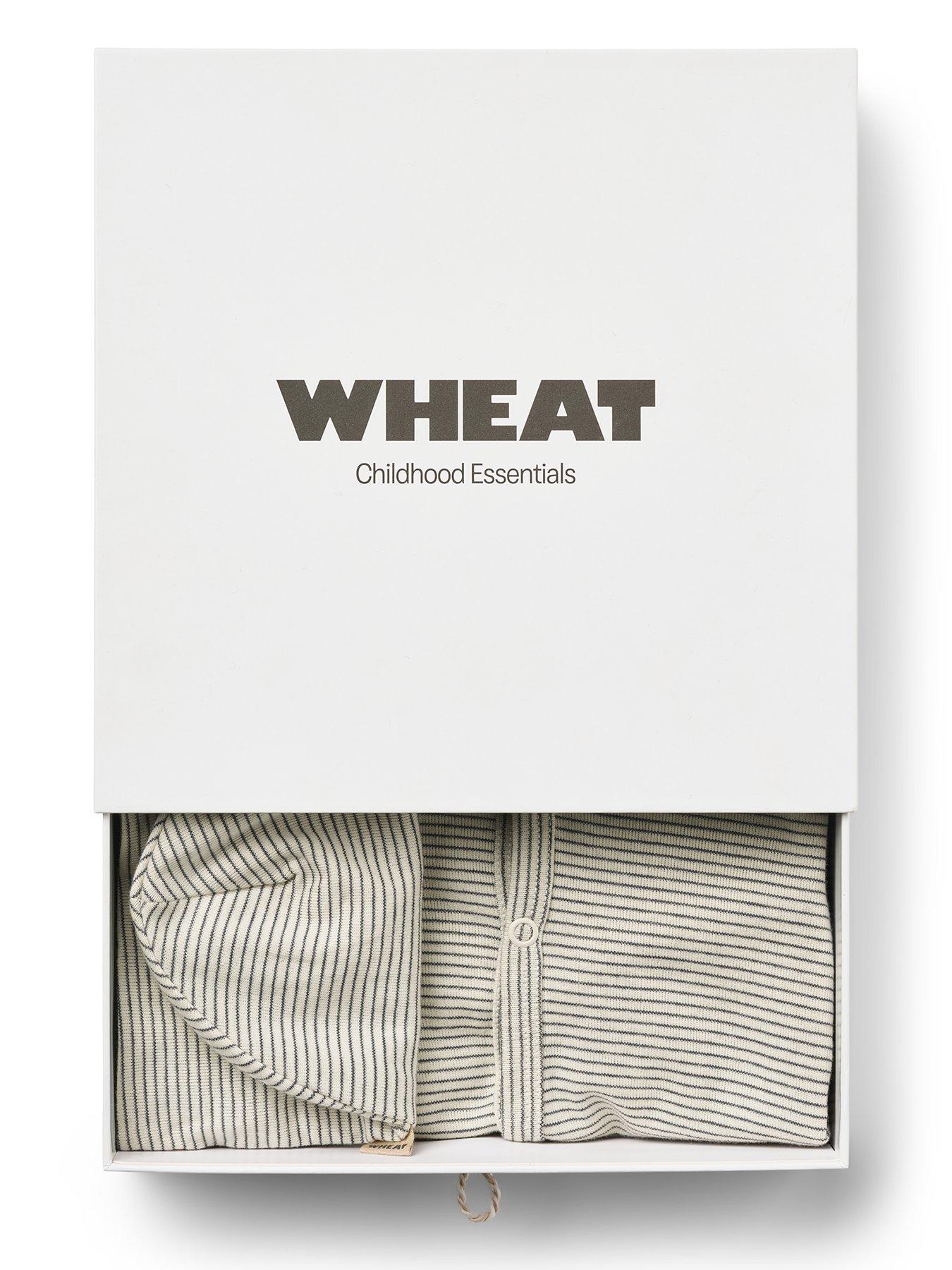 Image 2 of 6 of Wheat Baby Boys Stripe Sleepsuit &amp; Hat Giftbox - Cream