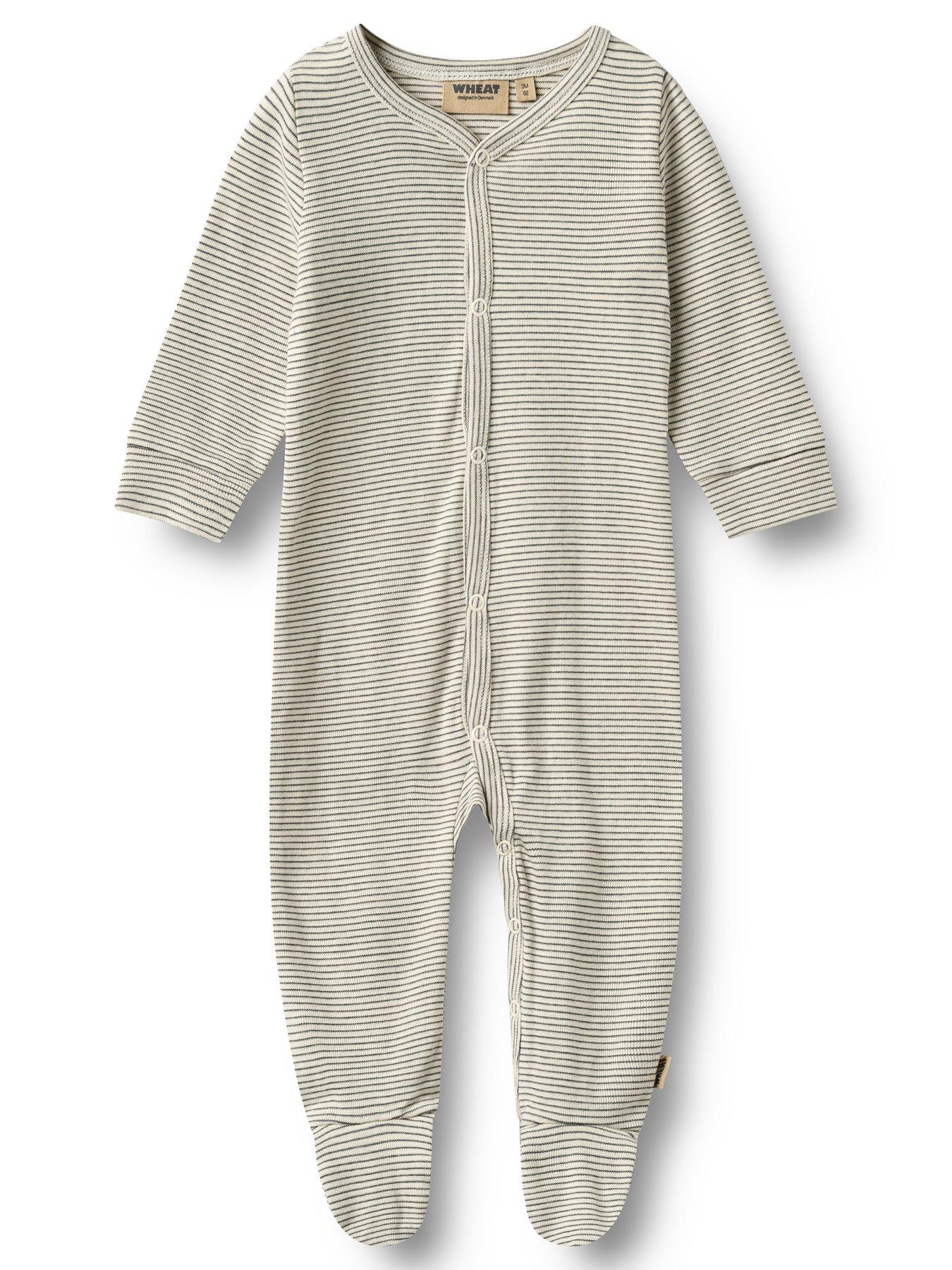 Image 5 of 6 of Wheat Baby Boys Stripe Sleepsuit &amp; Hat Giftbox - Cream