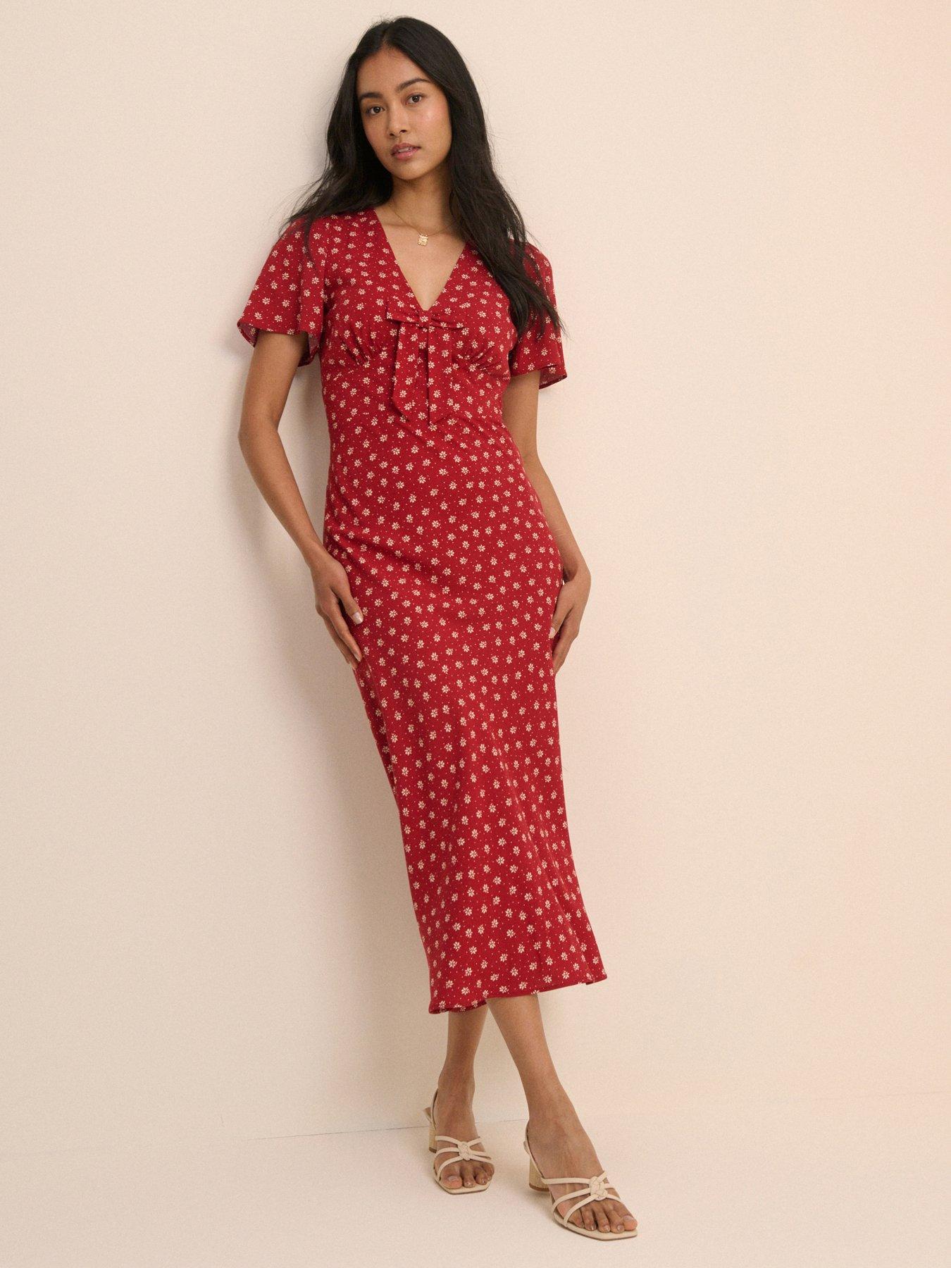 Nobodys Child Faith Short Sleeve Midi Dress, Red, Size 14, Women
