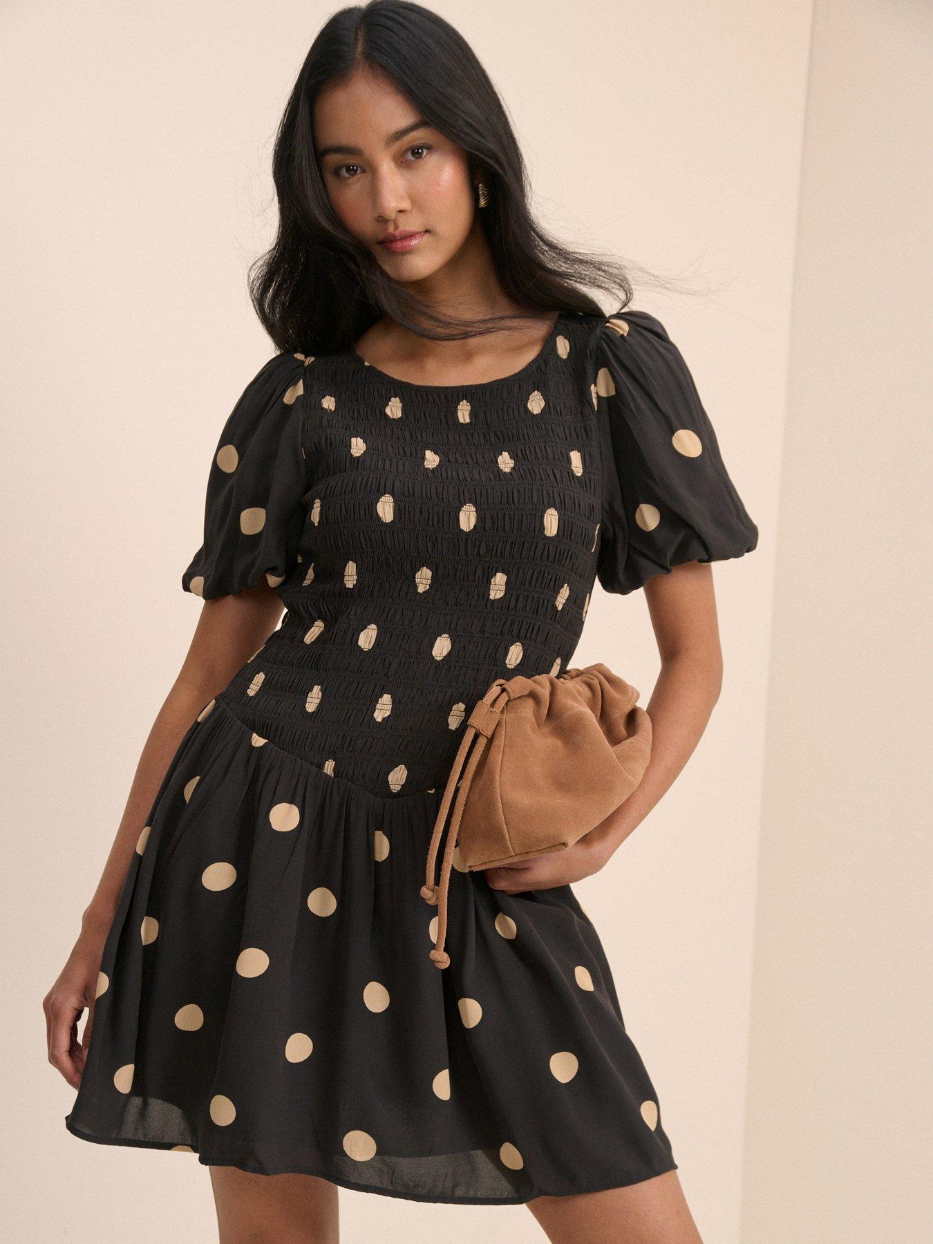 Nobodys Child Landy Polka Dot Mini Dress - Black