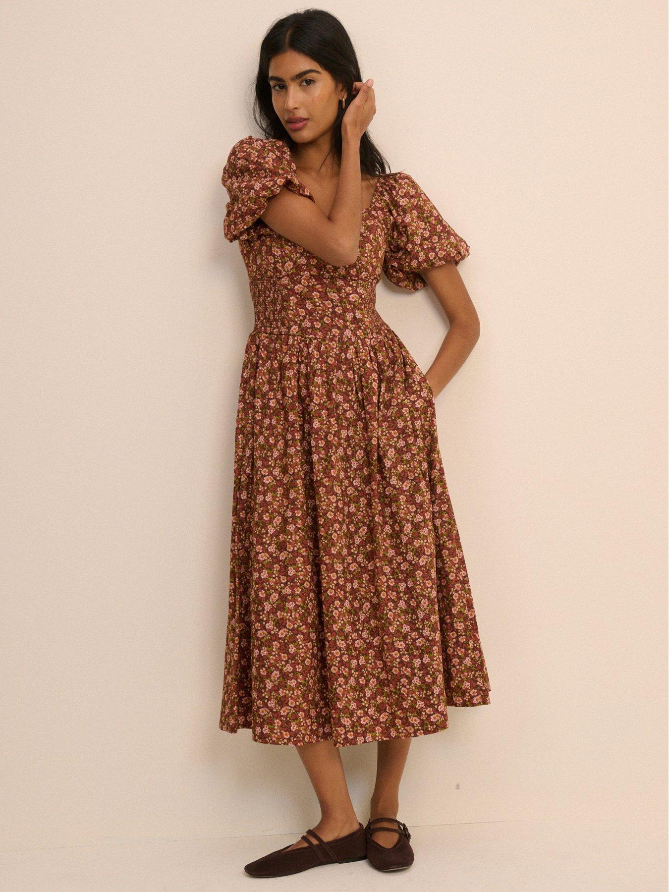 Nobodys Child Mara Floral Print Midaxi Dress, Brown, Size 12, Women