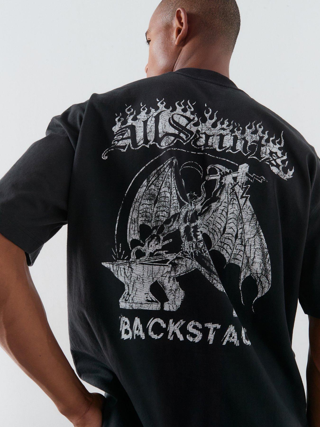 Image 1 of 6 of AllSaints Repeat Graphic T-Shirt - Black