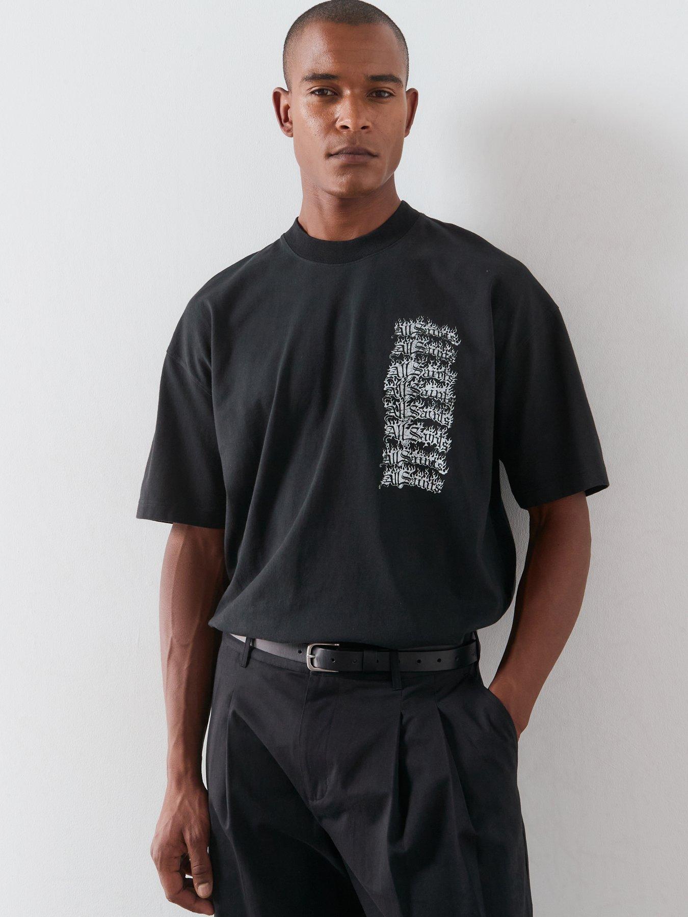 Image 4 of 6 of AllSaints Repeat Graphic T-Shirt - Black