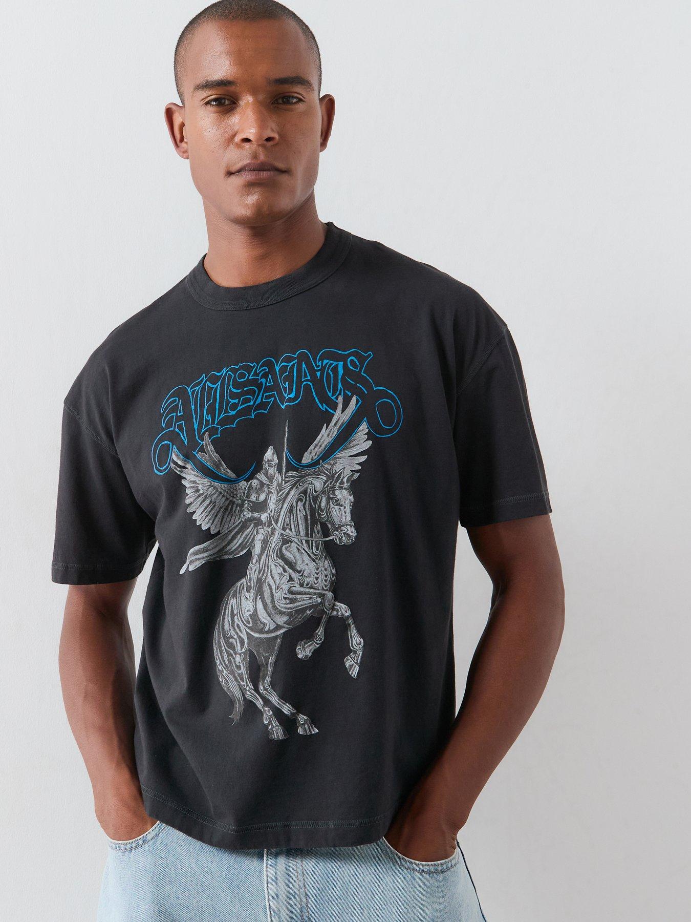 AllSaints Seraph Short Sleeve Graphic T-Shirt - Washed Black