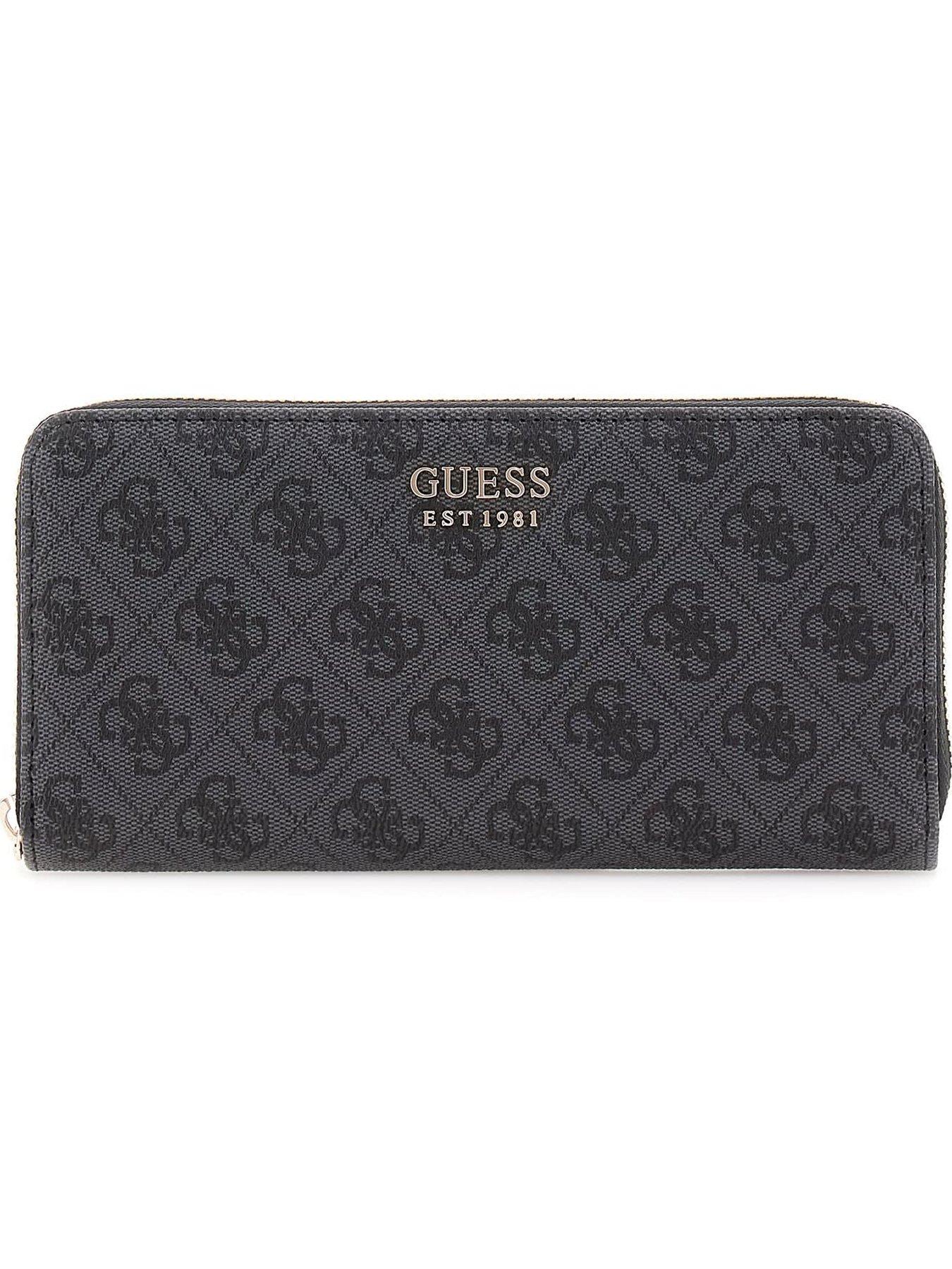 Guess Brenton Large Zip Around Wallet, Black, Women