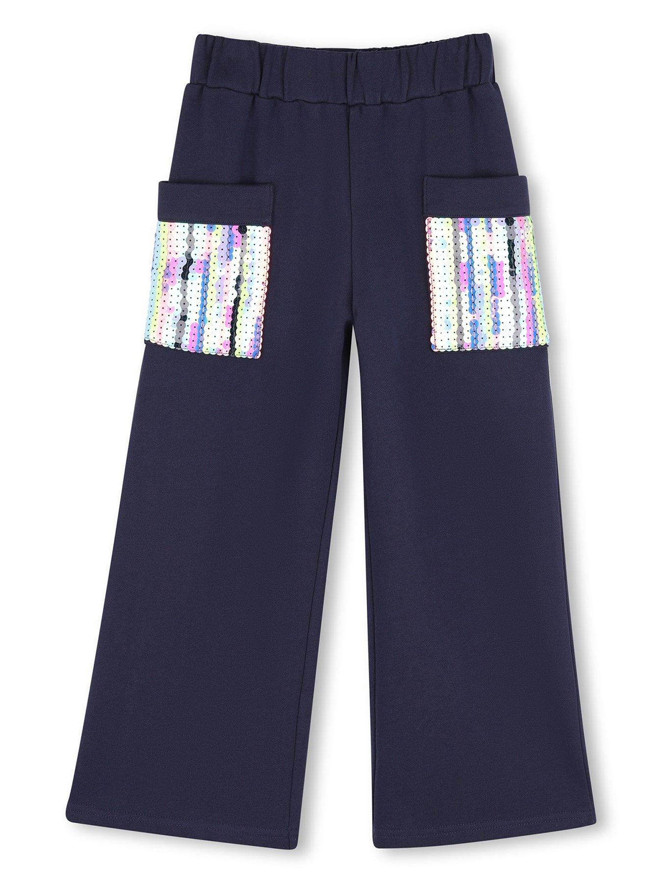 Image 1 of 3 of Billieblush Girls Sequin Pocket Fleece Jog Trousers - Navy