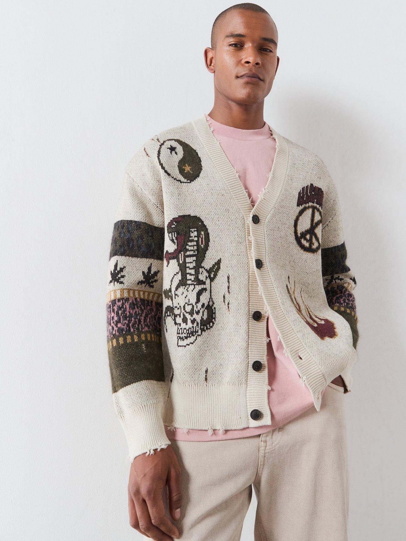 Image 1 of 6 of AllSaints Bram Knitted Cardigan - White