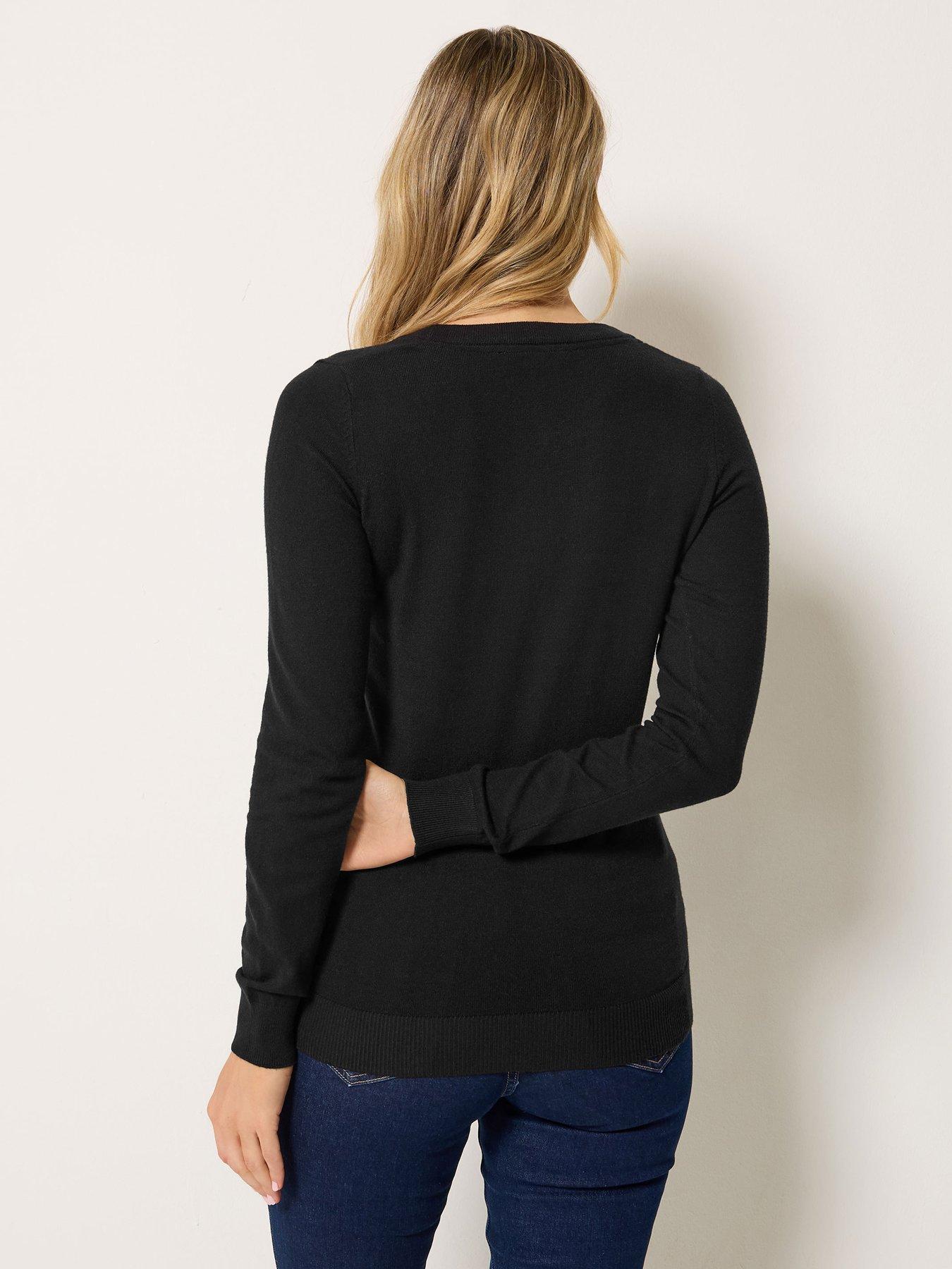 Image 2 of 4 of Long Tall Sally V Neck Jumper - Black