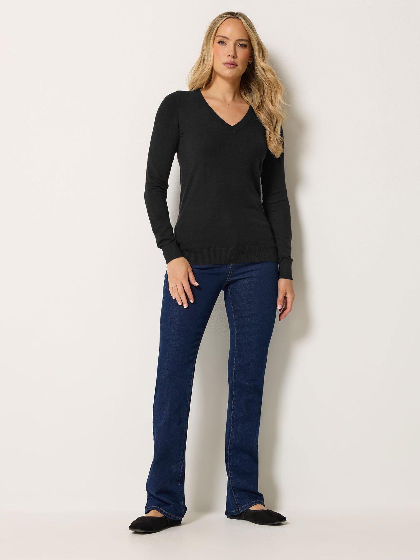 Image 3 of 4 of Long Tall Sally V Neck Jumper - Black