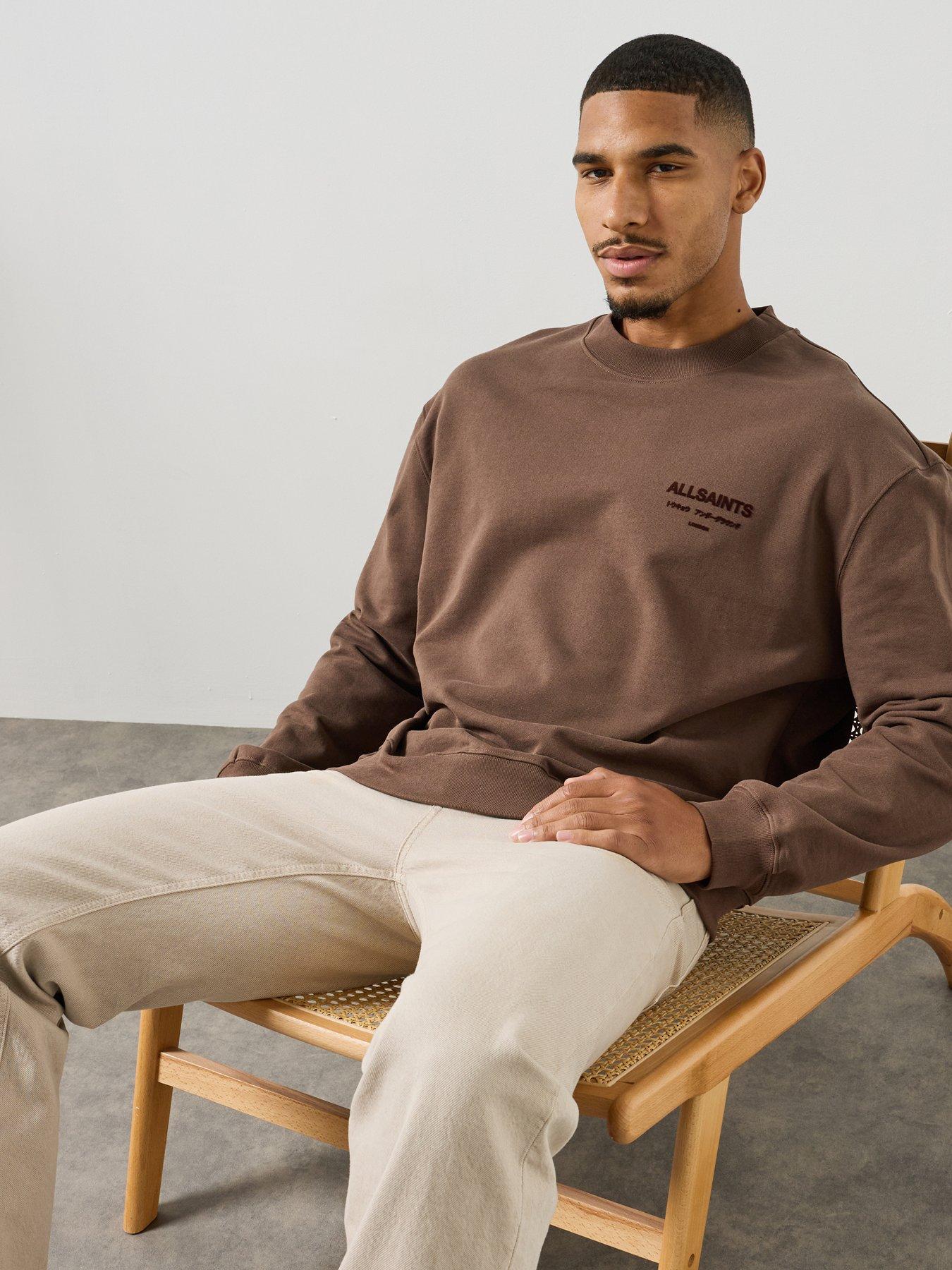AllSaints Xander Crew Sweatshirt, Brown, Size M, Men