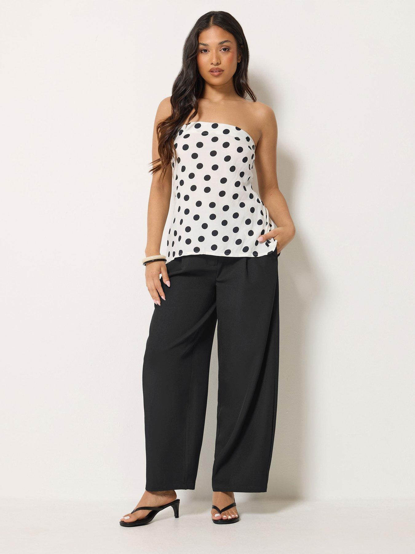 PixieGirl Petite Barrel Leg Trousers - Black