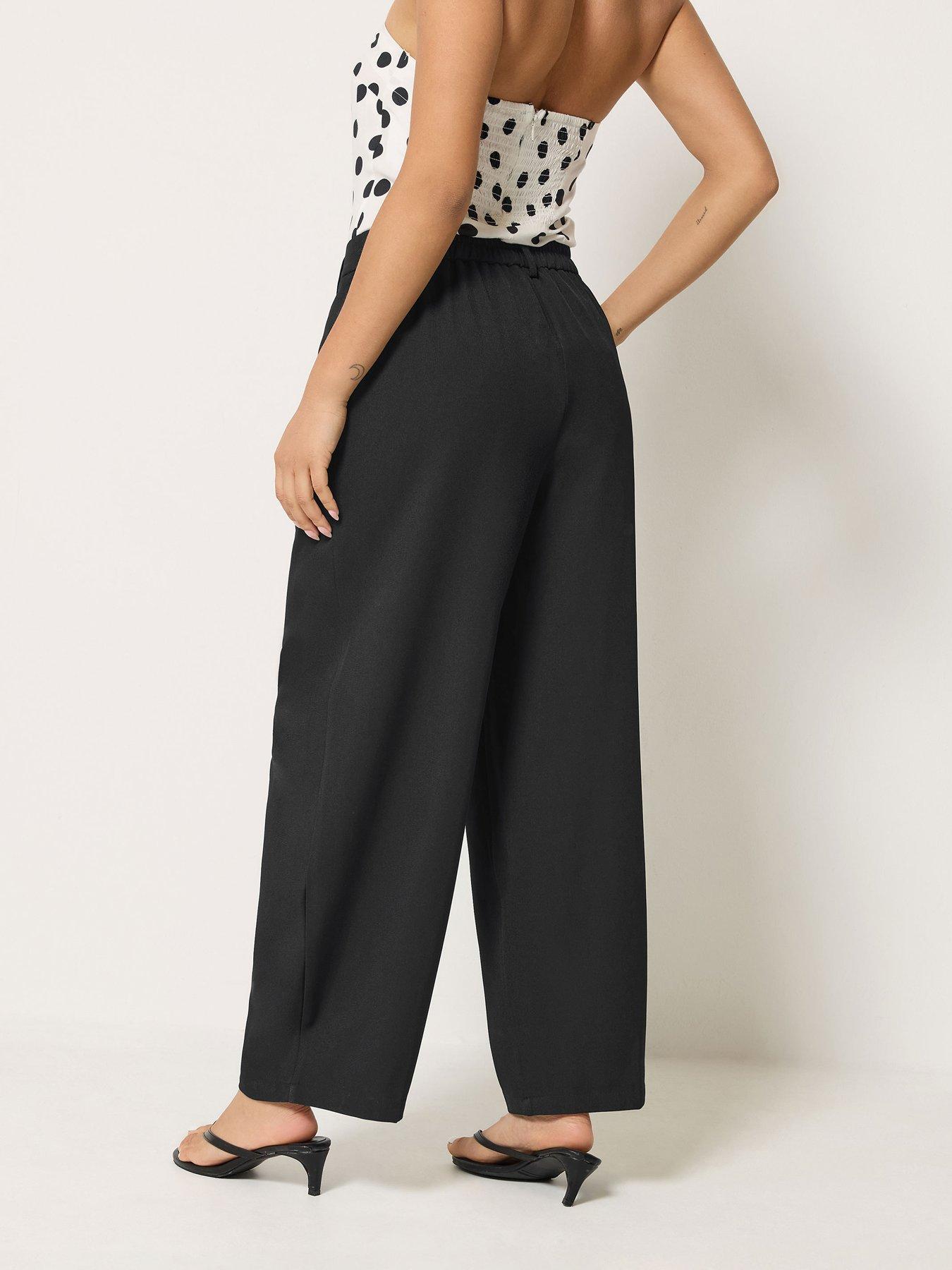 Image 2 of 4 of PixieGirl Petite Barrel Leg Trousers - Black
