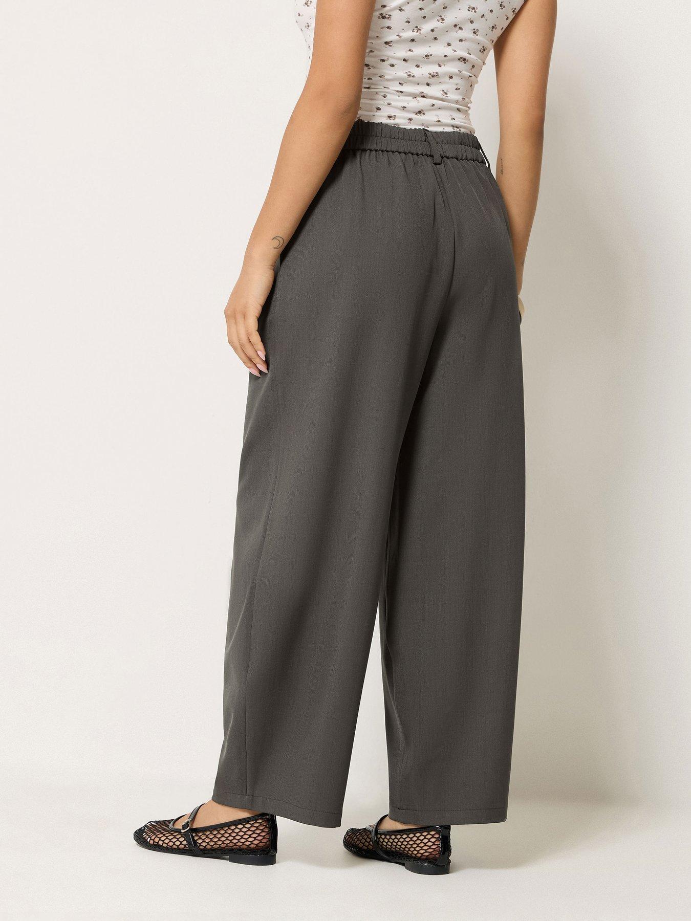 Image 2 of 3 of PixieGirl Petite Barrel Leg Trousers - Grey