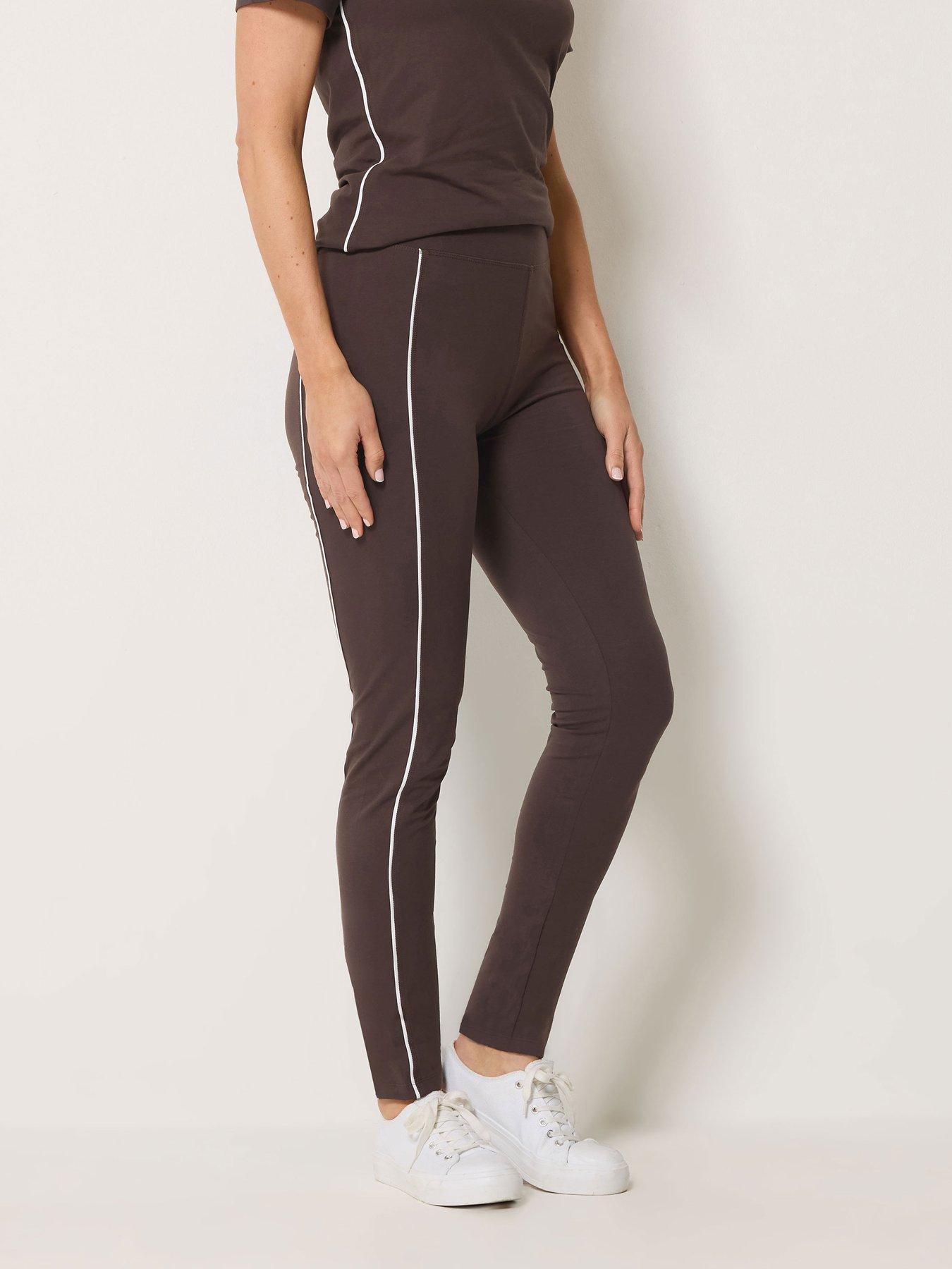 Long Tall Sally Active Piped Leggings 36" - Brown