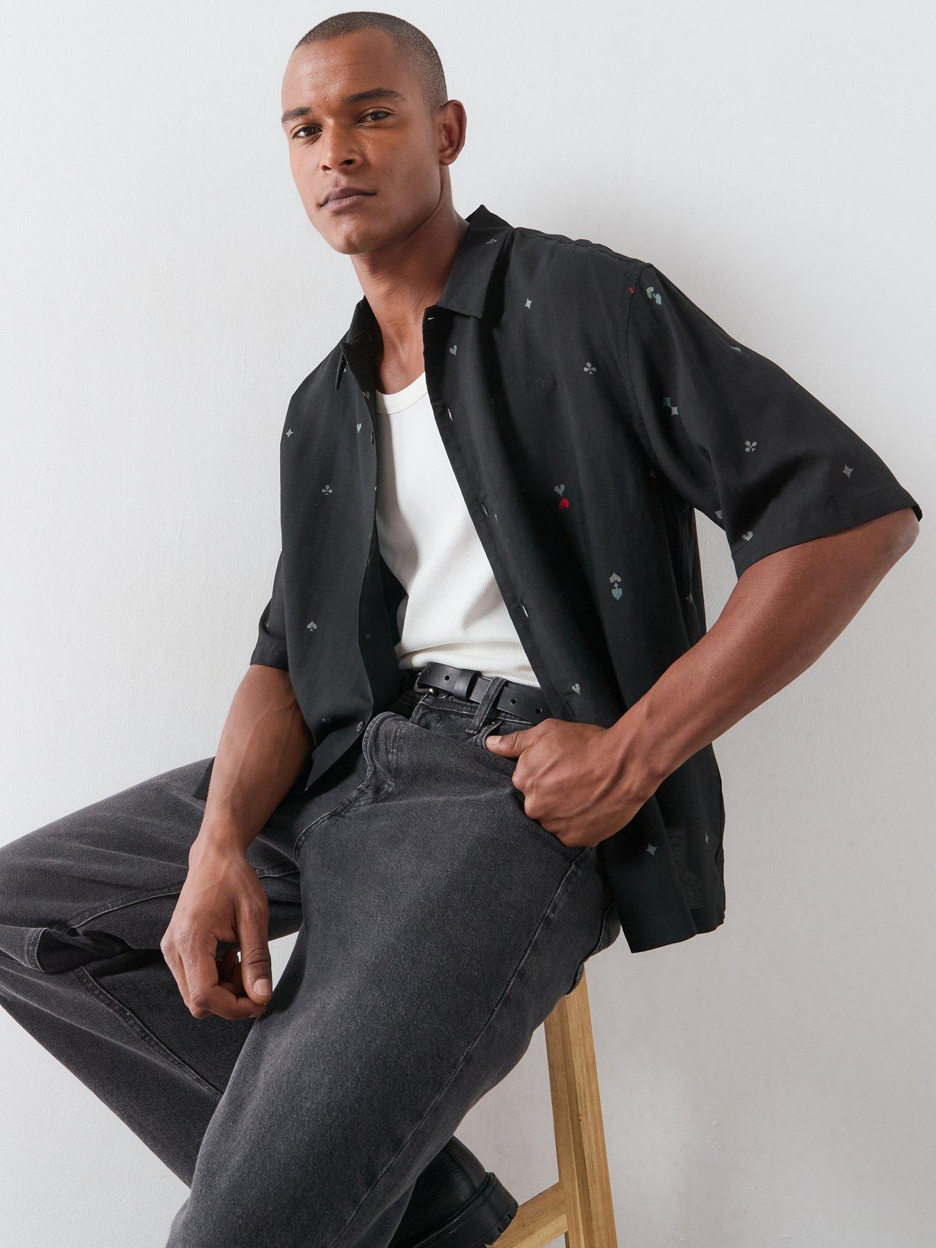 AllSaints Cardsuit Short Sleeve Shirt - Black